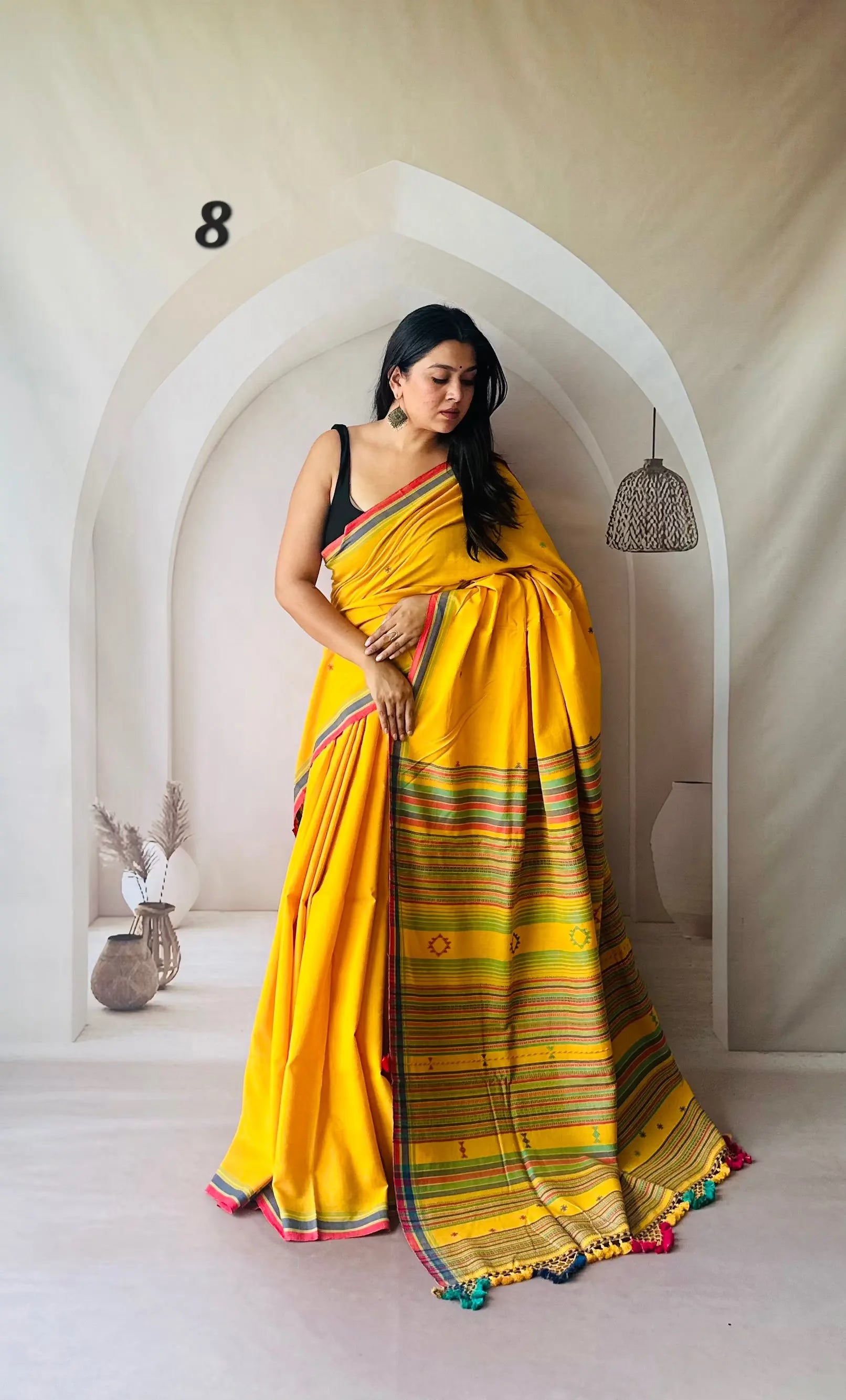 Bhujodi Handwoven Fine Cotton Saree RAKHIYO