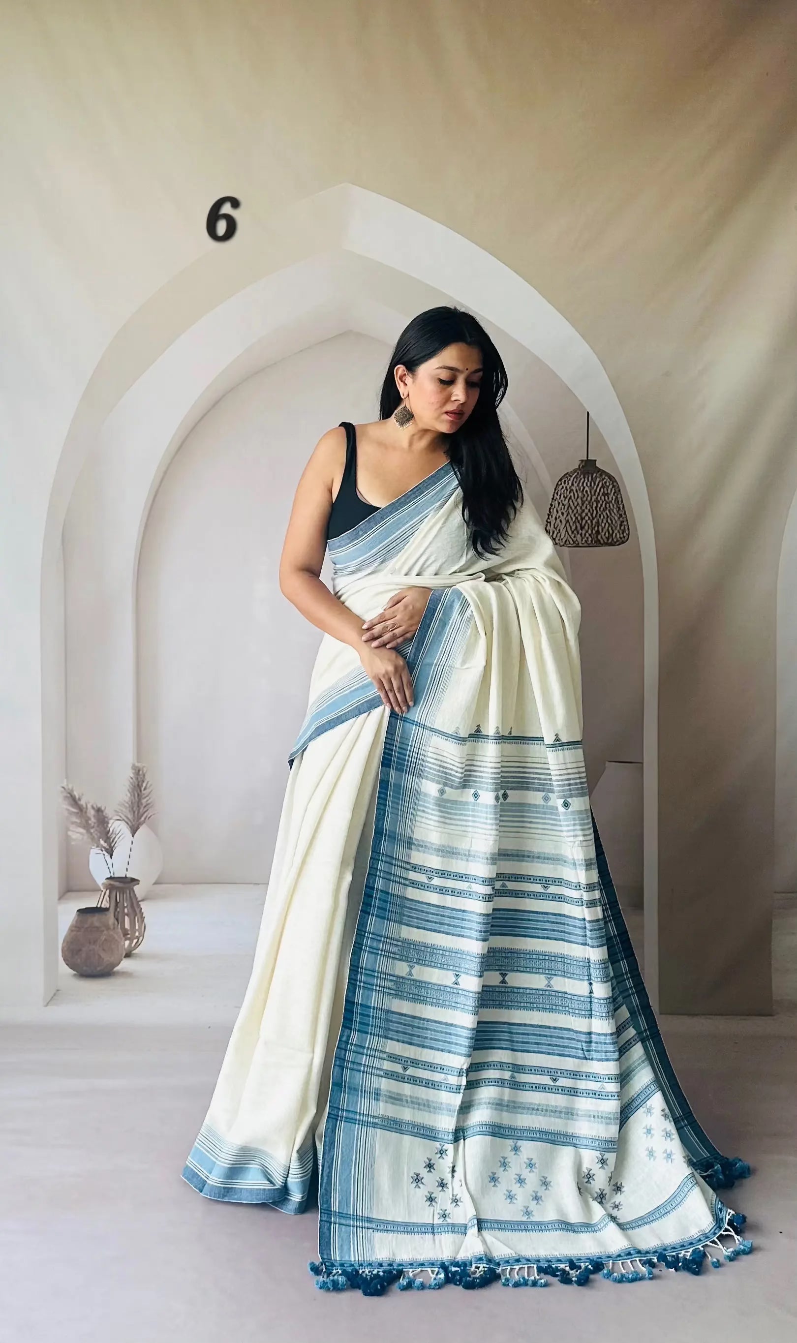 Bhujodi Handwoven Kala Cotton Saree RAKHIYO