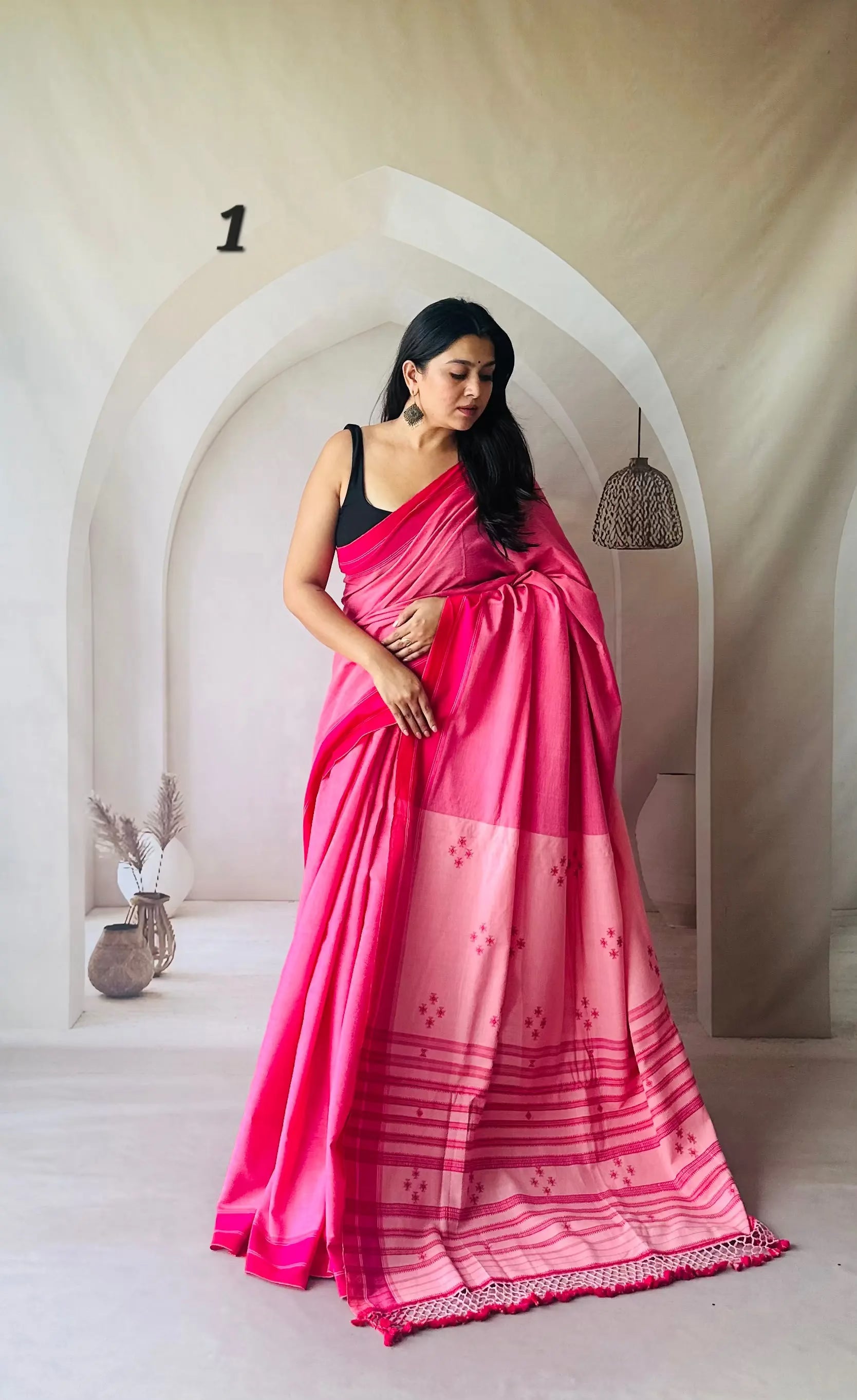 Bhujodi Handwoven Fine Cotton Saree RAKHIYO