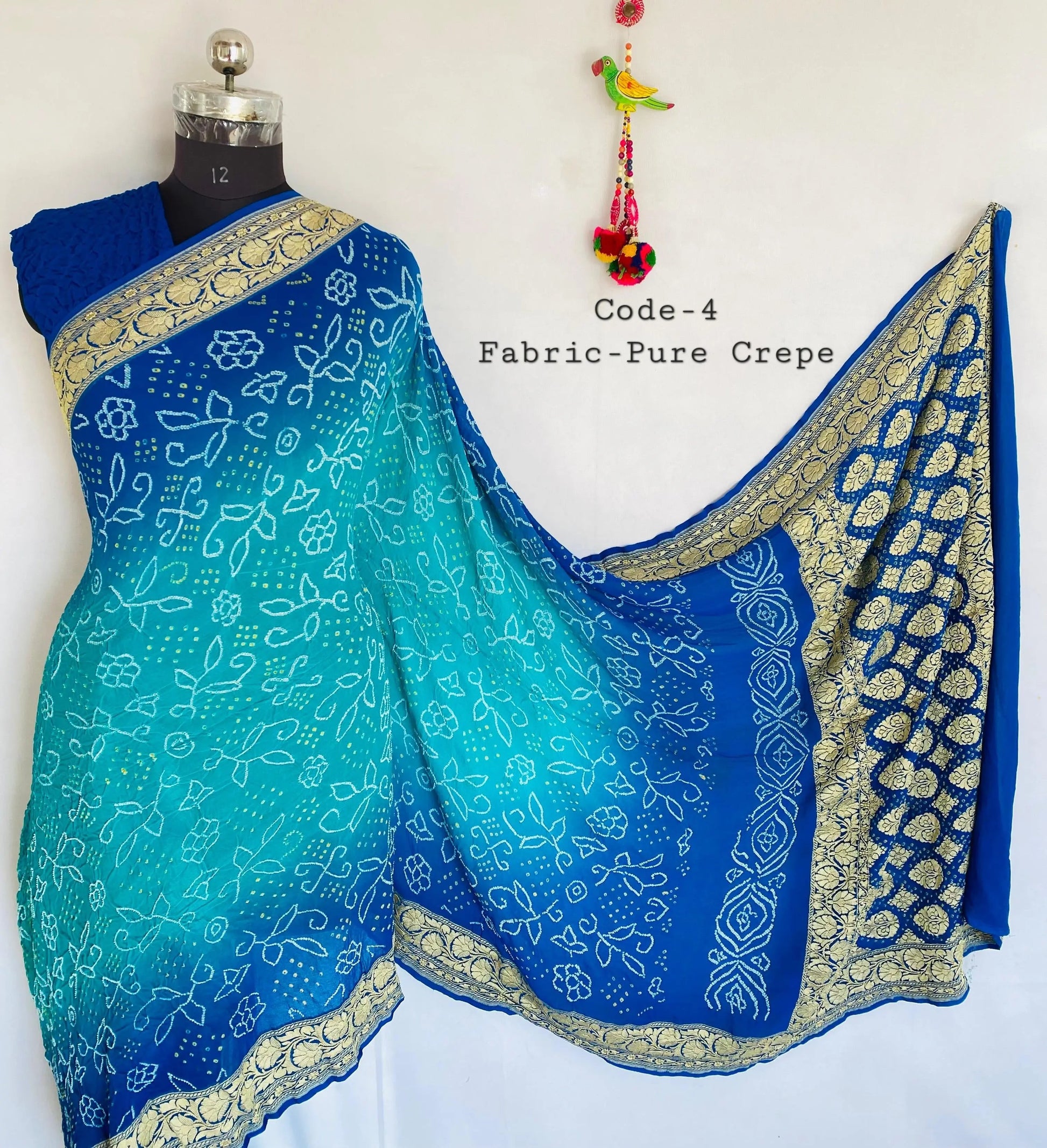 Premium Pure Crepe Bandhej Saree RAKHIYO