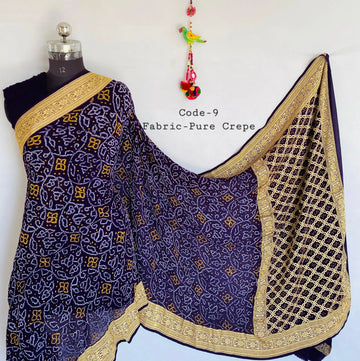 Premium Pure Crepe Bandhej Saree RAKHIYO