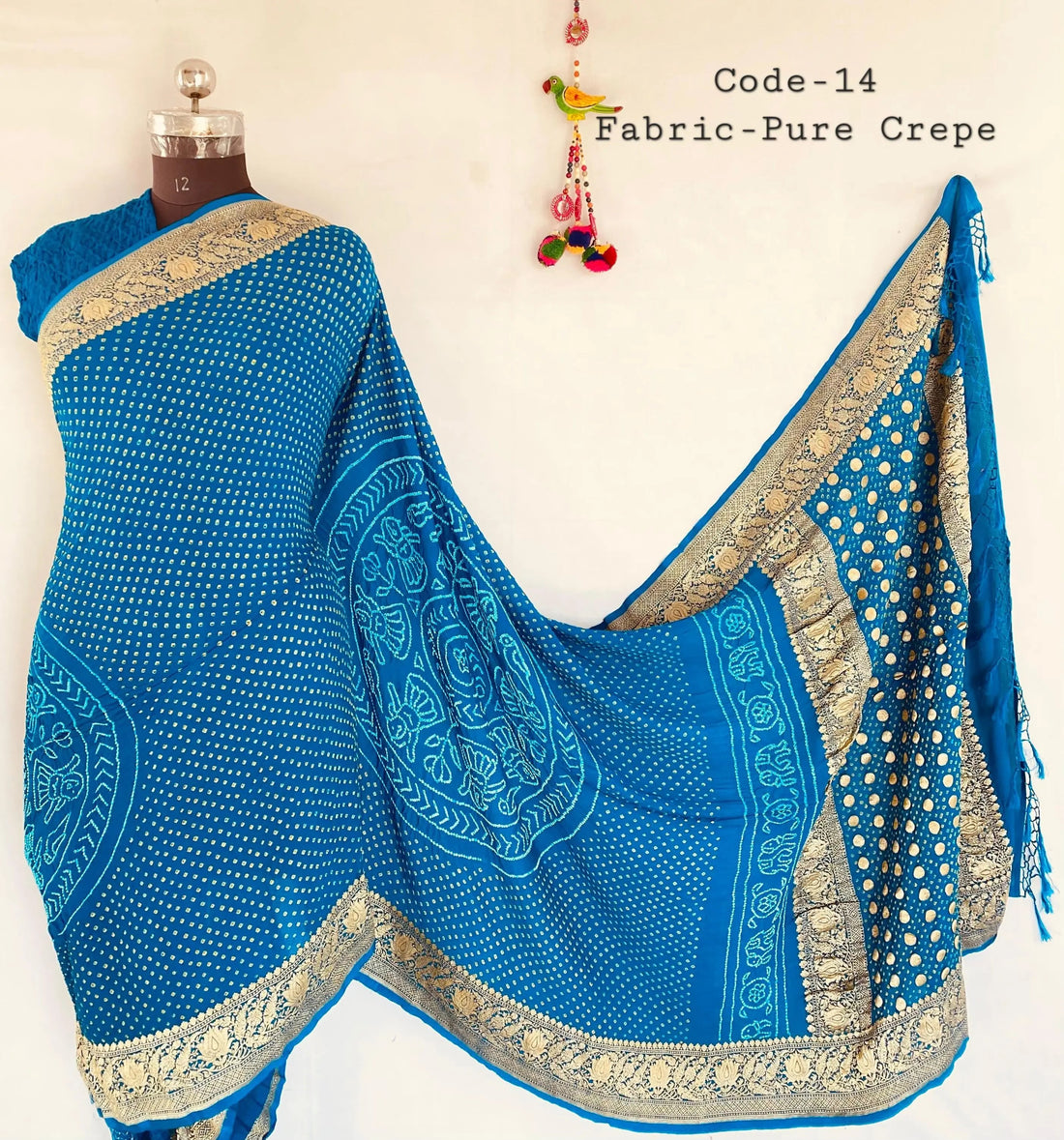 Premium Pure Crepe Bandhej Saree RAKHIYO