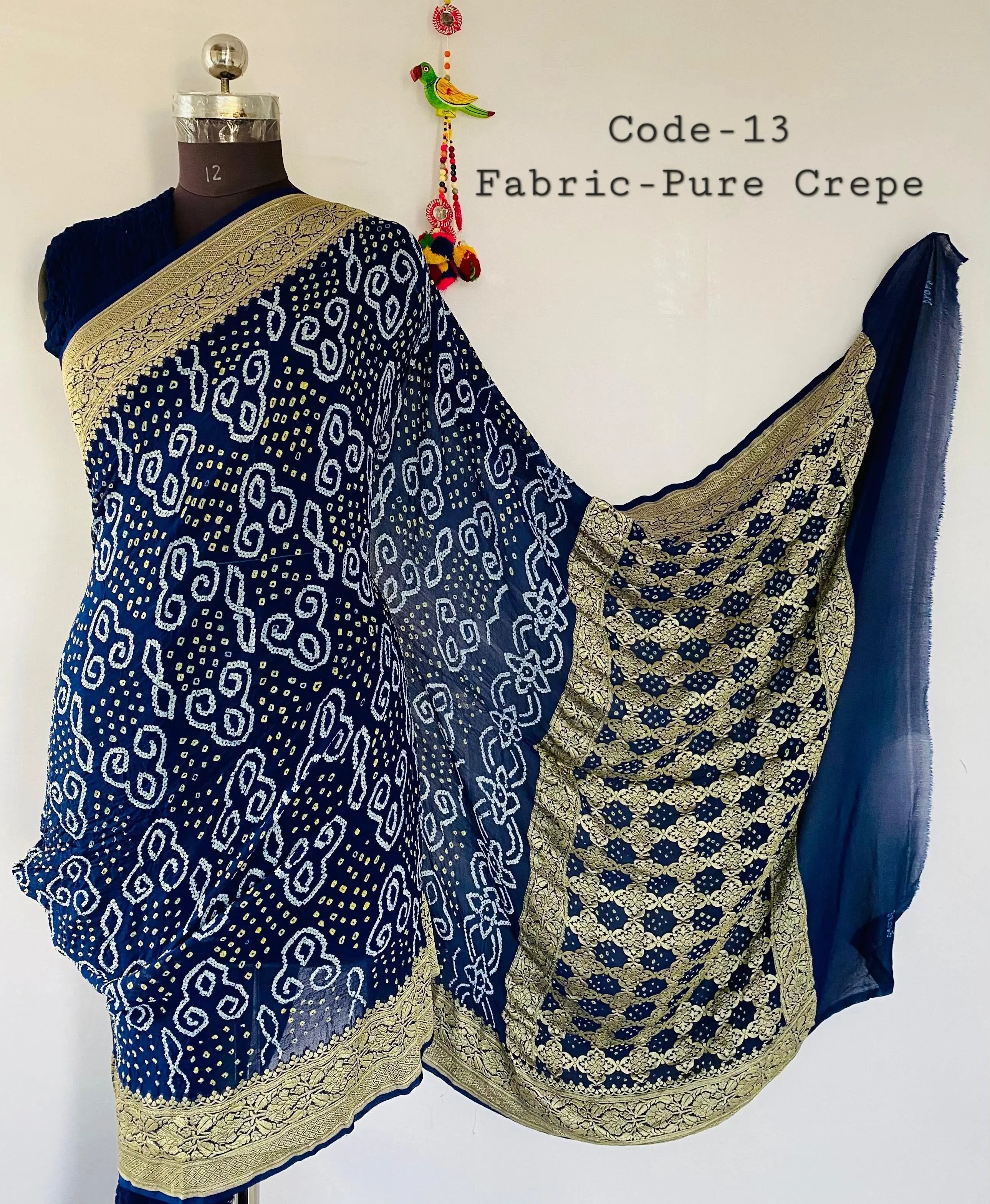 Premium Pure Crepe Bandhej Saree RAKHIYO