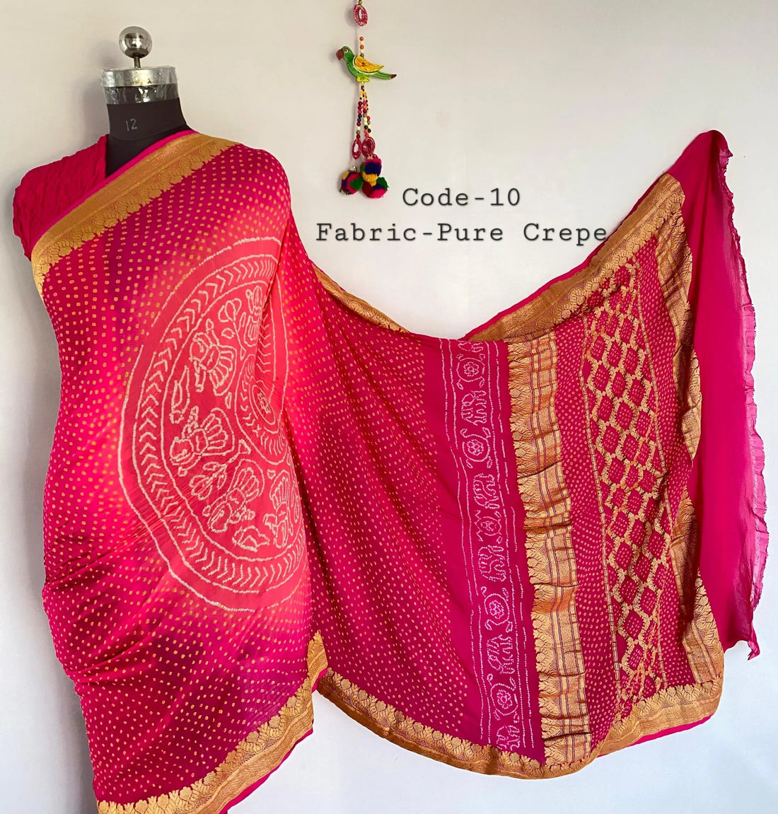 Premium Pure Crepe Bandhej Saree RAKHIYO
