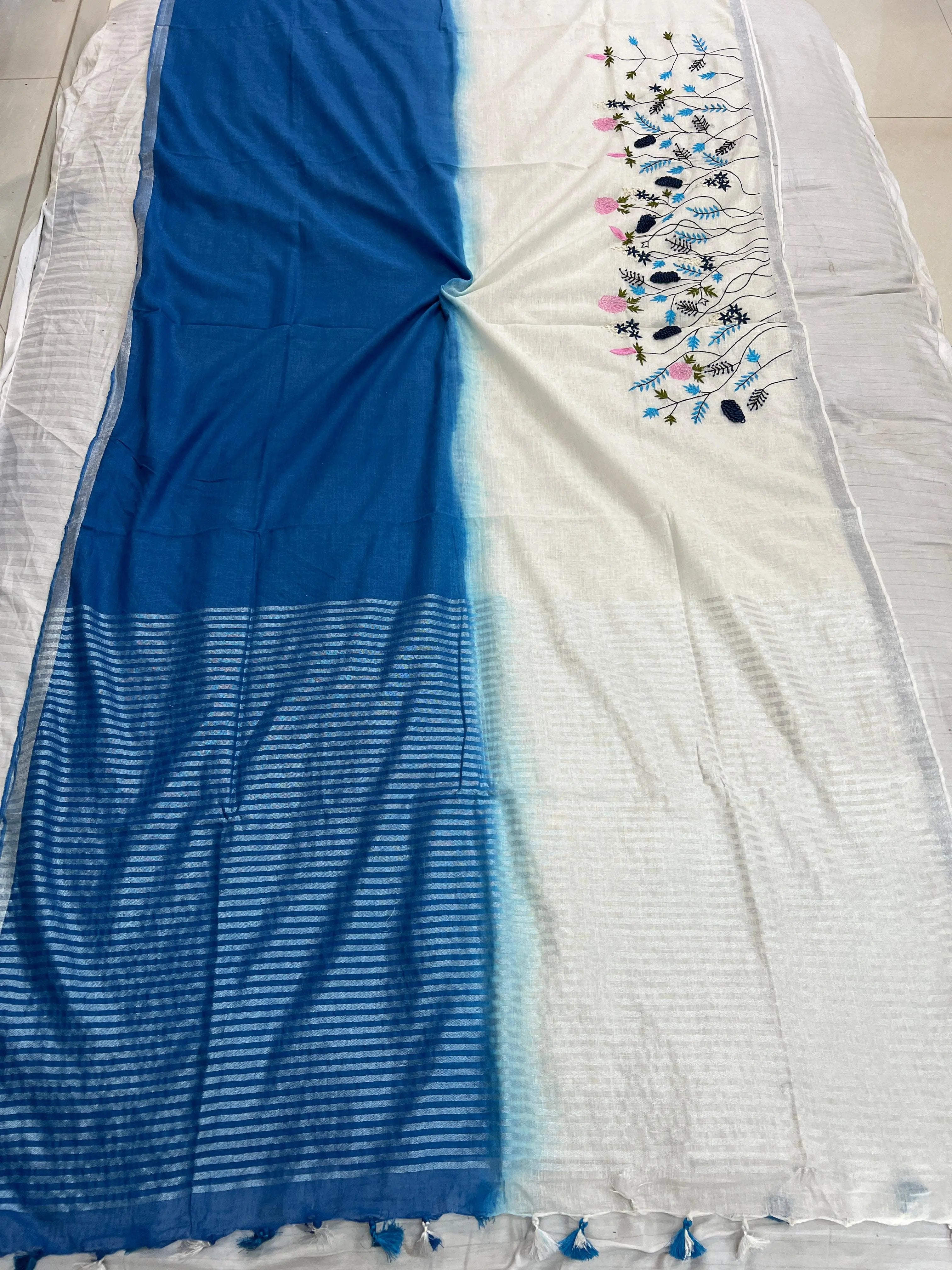 Linen Embroidered Saree RAKHIYO