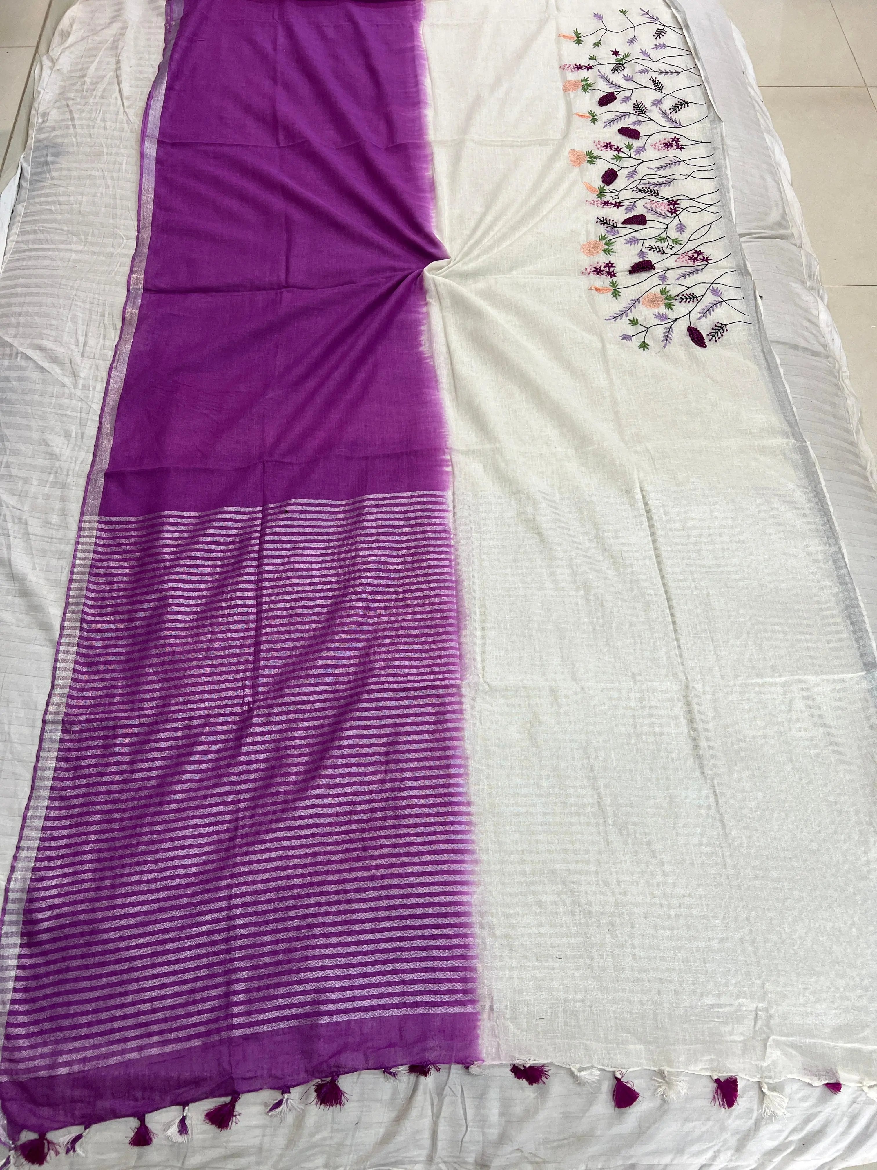 Linen Embroidered Saree RAKHIYO