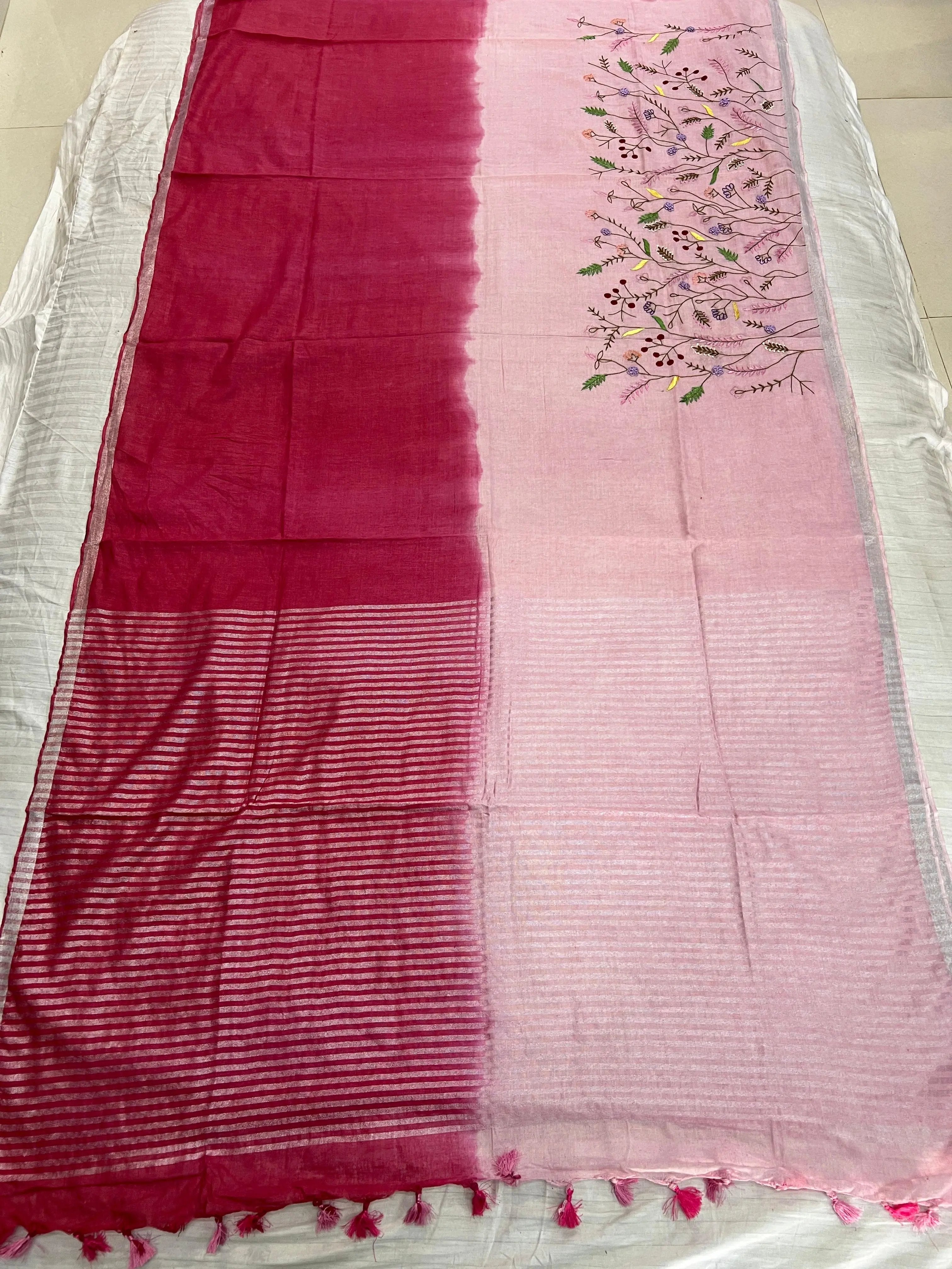 Linen Embroidered Saree RAKHIYO