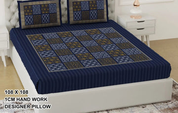 Kutchi Embroidered 3D Print Double-Bedsheet RAKHIYO