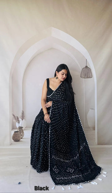 Black Bandhani Edging Gaji Saree RAKHIYO