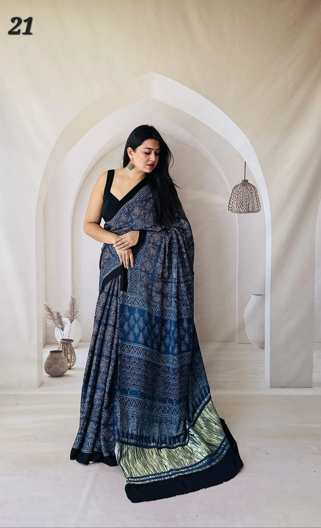 Ajarakh Tissue Modal Saree RAKHIYO