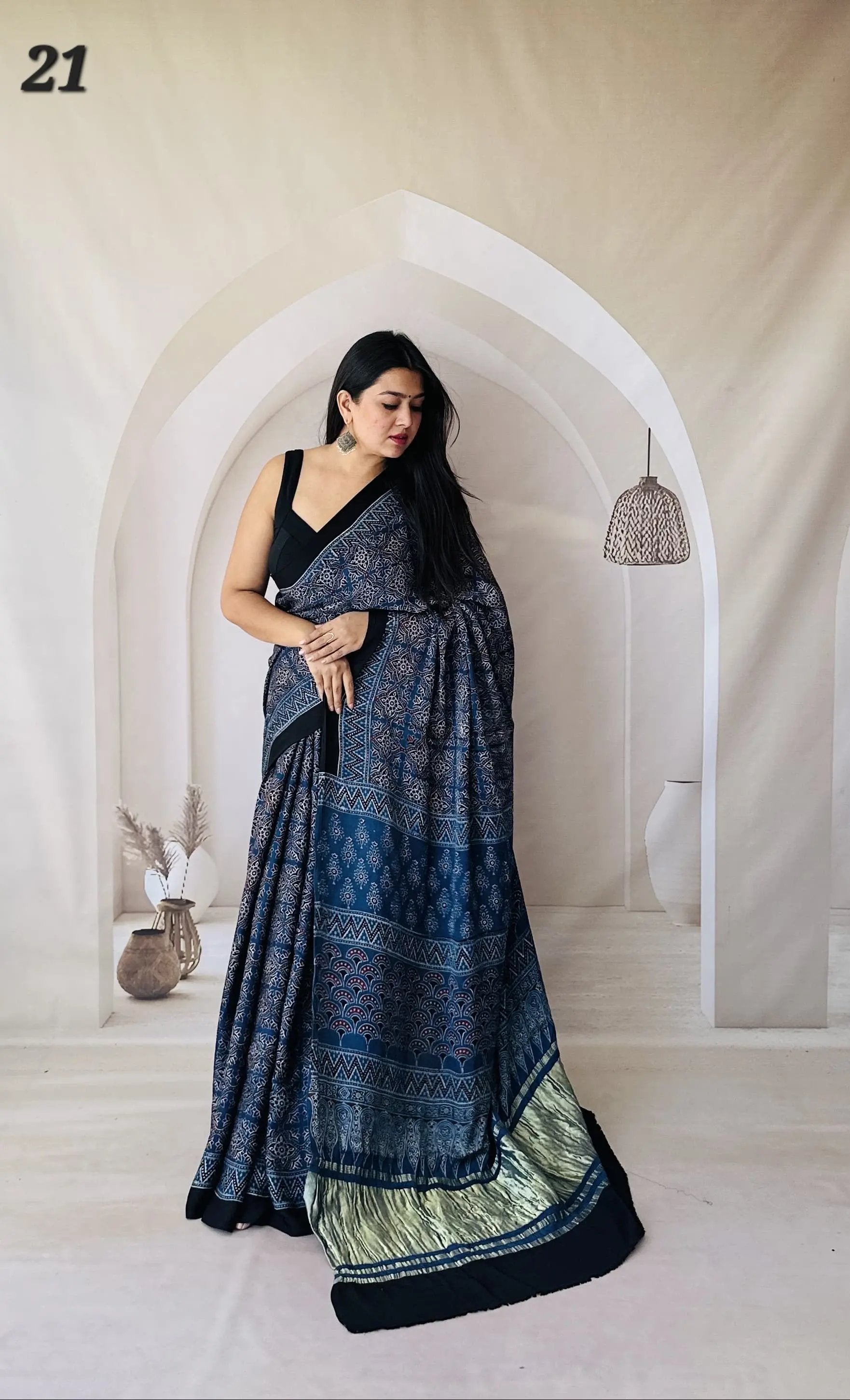 Ajarakh Tissue Modal Saree RAKHIYO