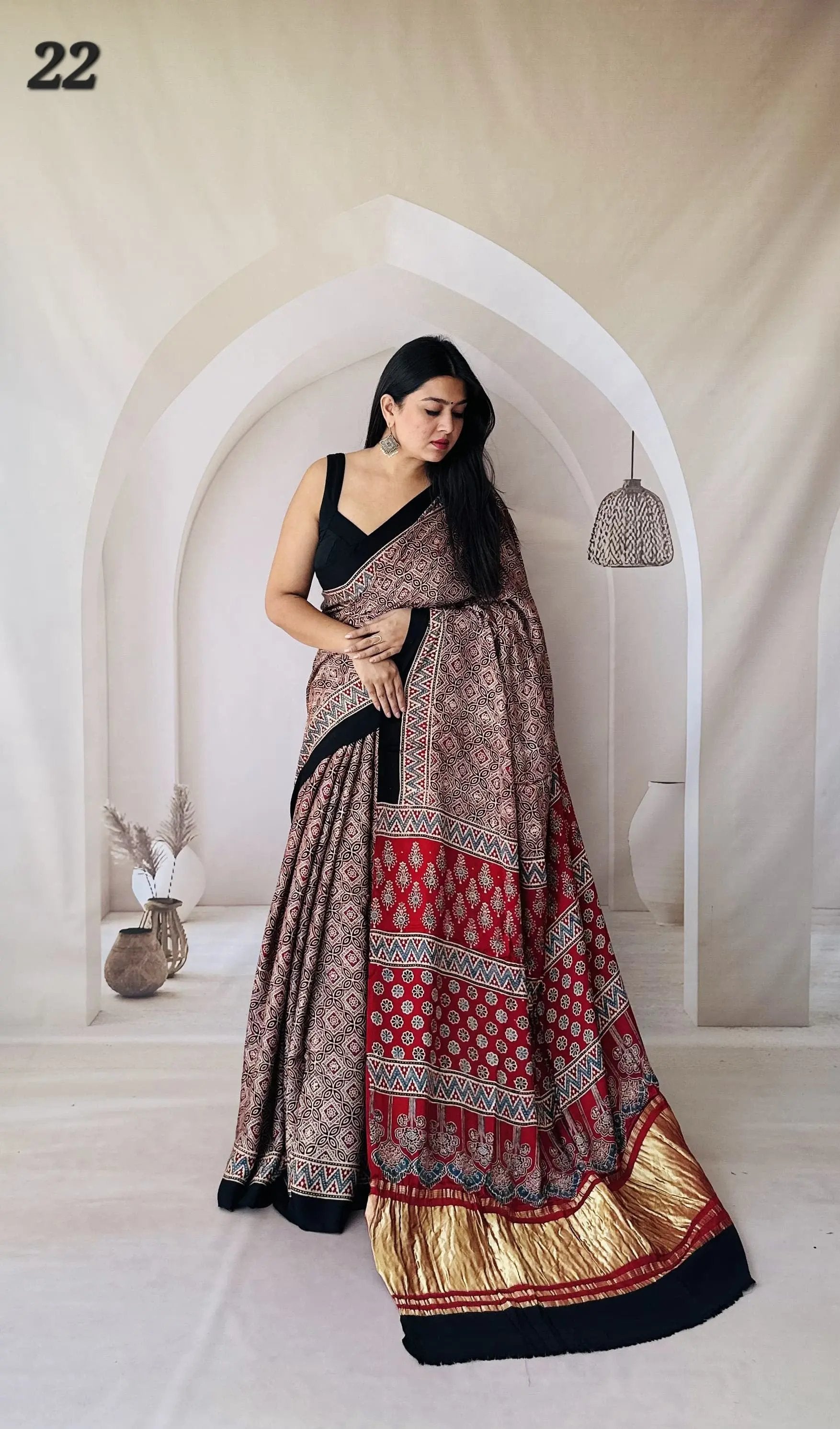 Ajarakh Tissue Modal Saree RAKHIYO