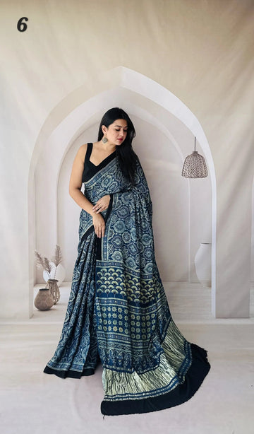 Ajarakh Tissue Modal Saree RAKHIYO