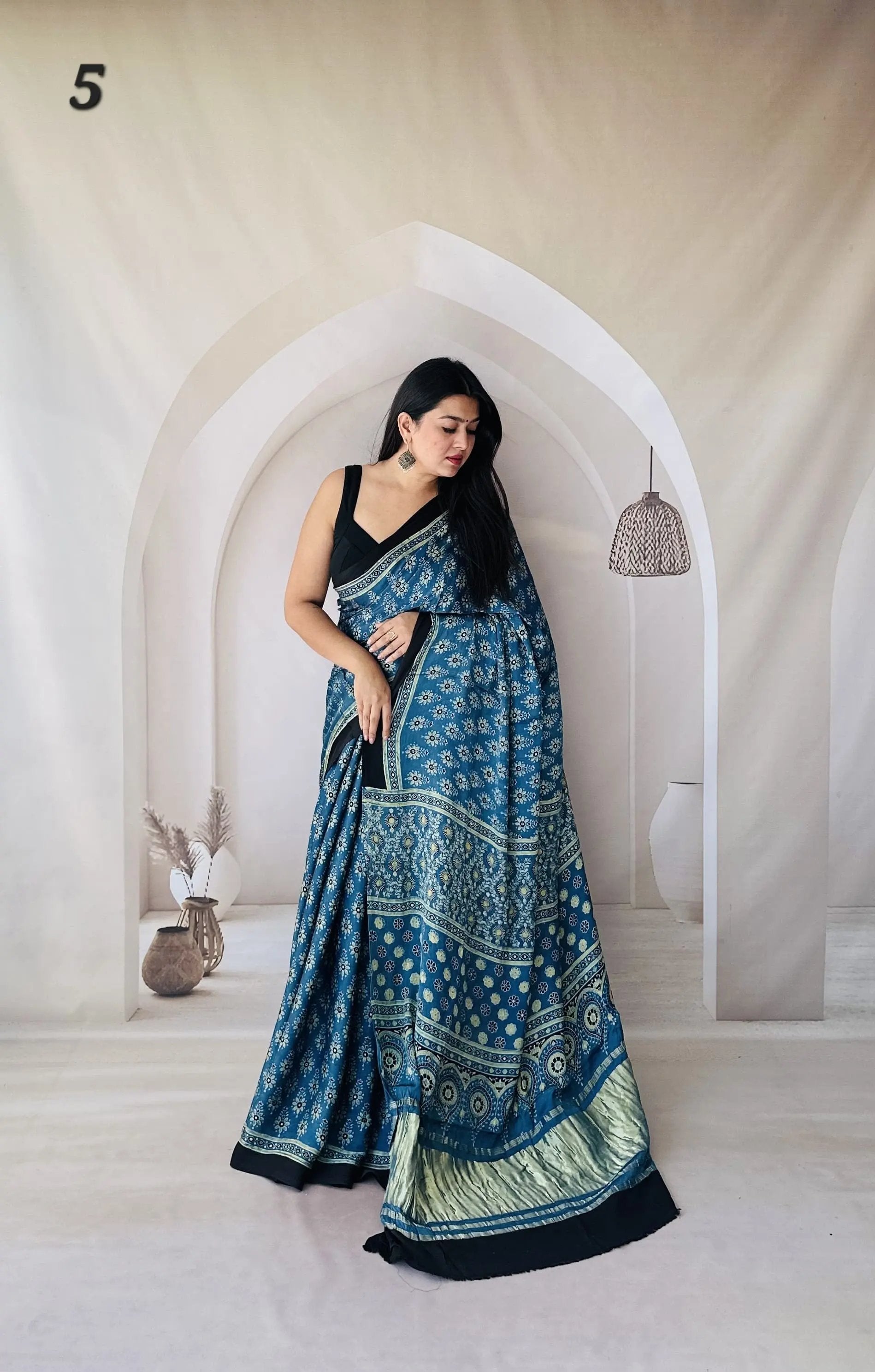 Ajarakh Tissue Modal Saree RAKHIYO