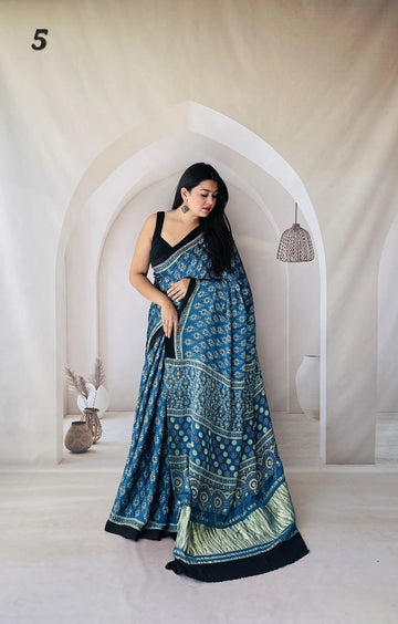 Ajarakh Tissue Modal Saree RAKHIYO