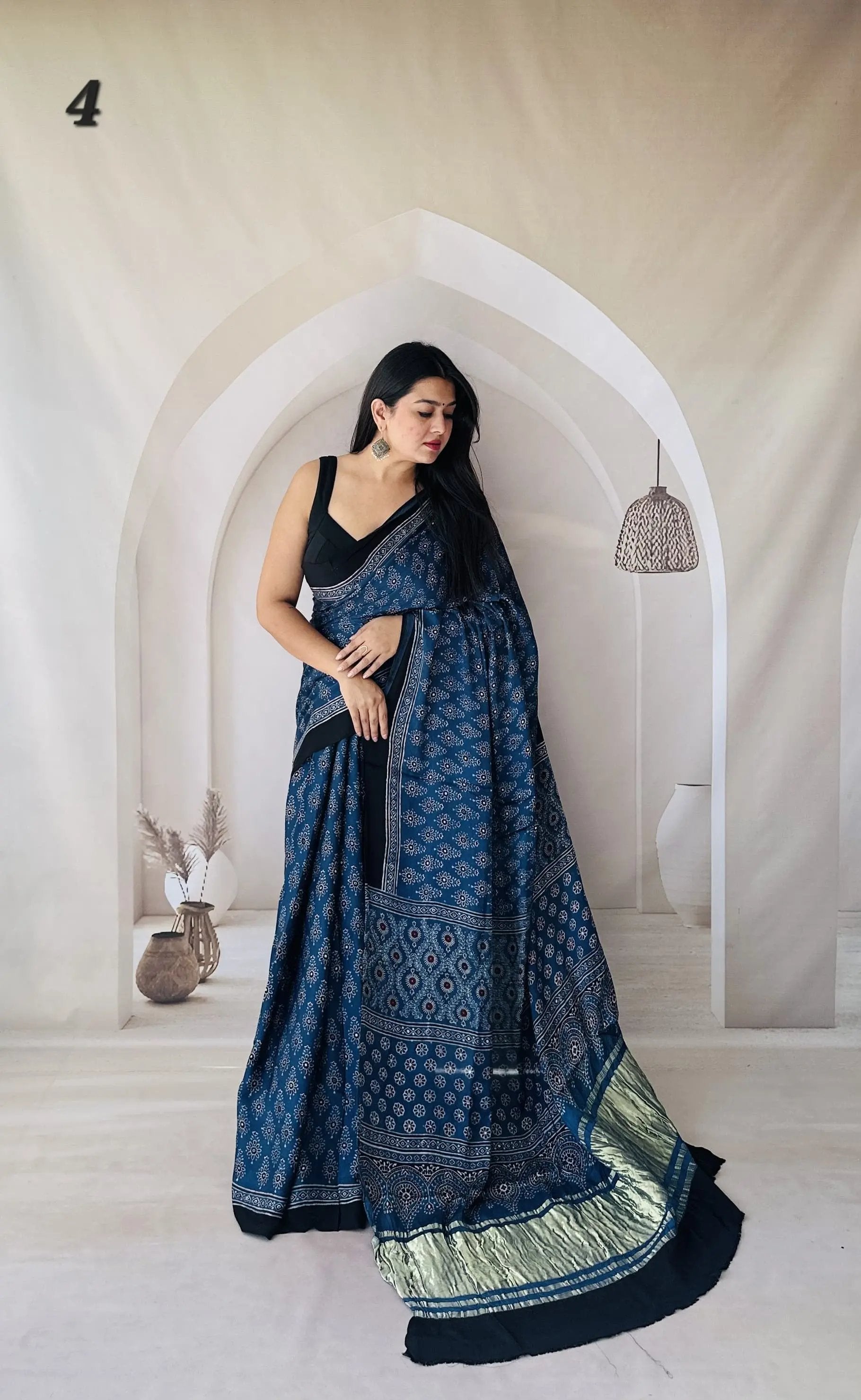 Ajarakh Tissue Modal Saree RAKHIYO