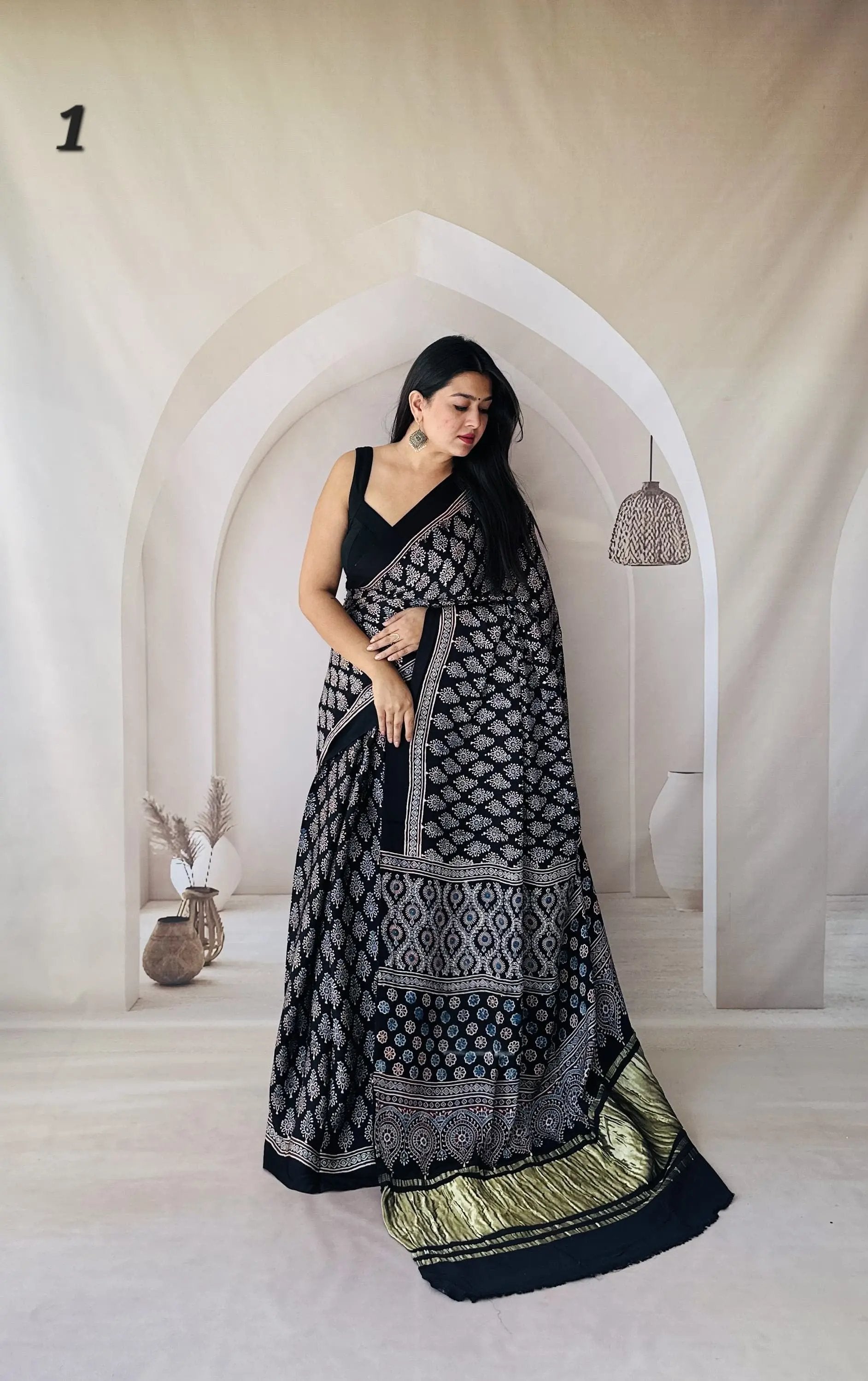 Ajarakh Tissue Modal Saree RAKHIYO