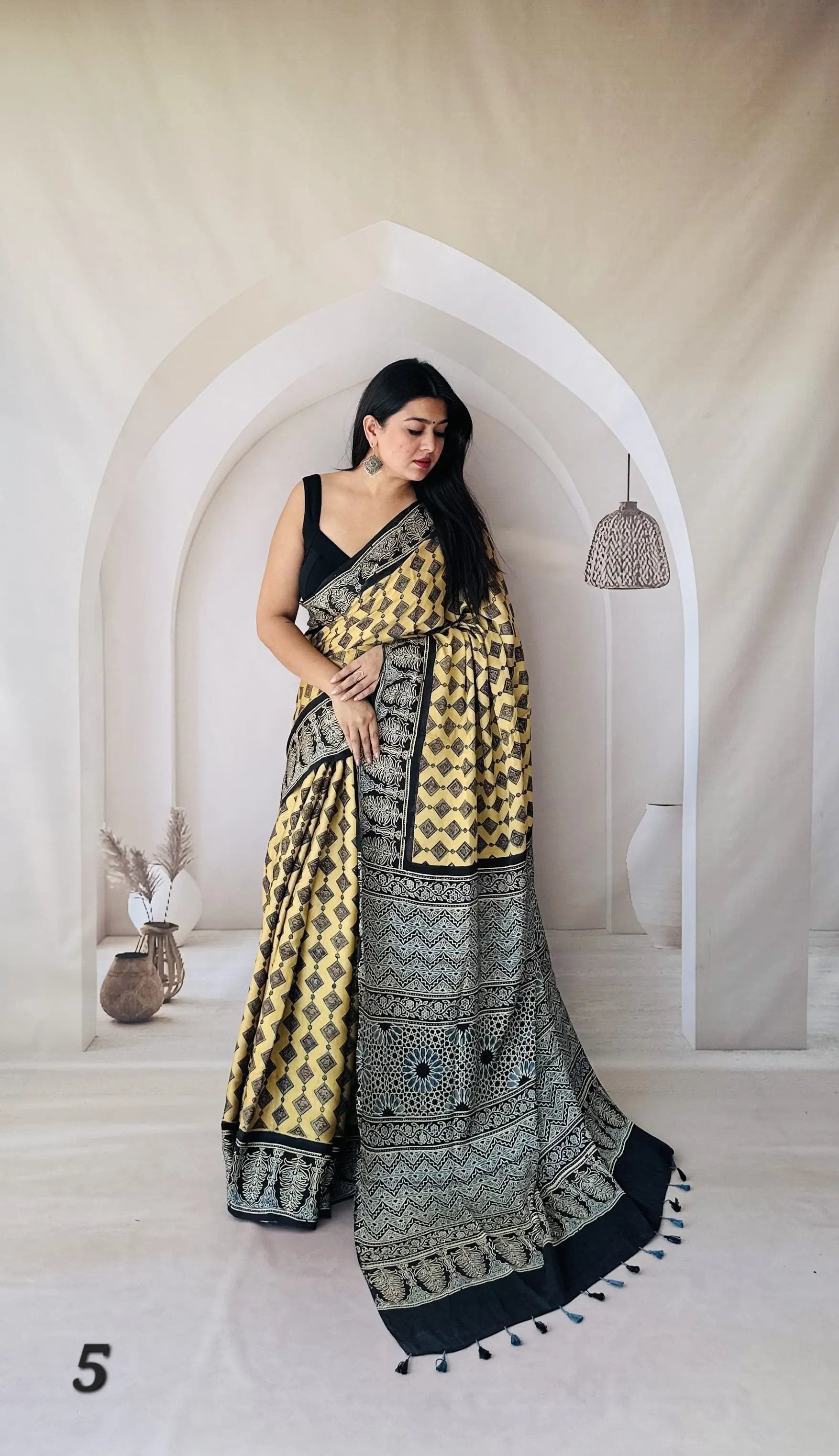 Ajarakh Double Shade Designer Gaji Silk Saree RAKHIYO