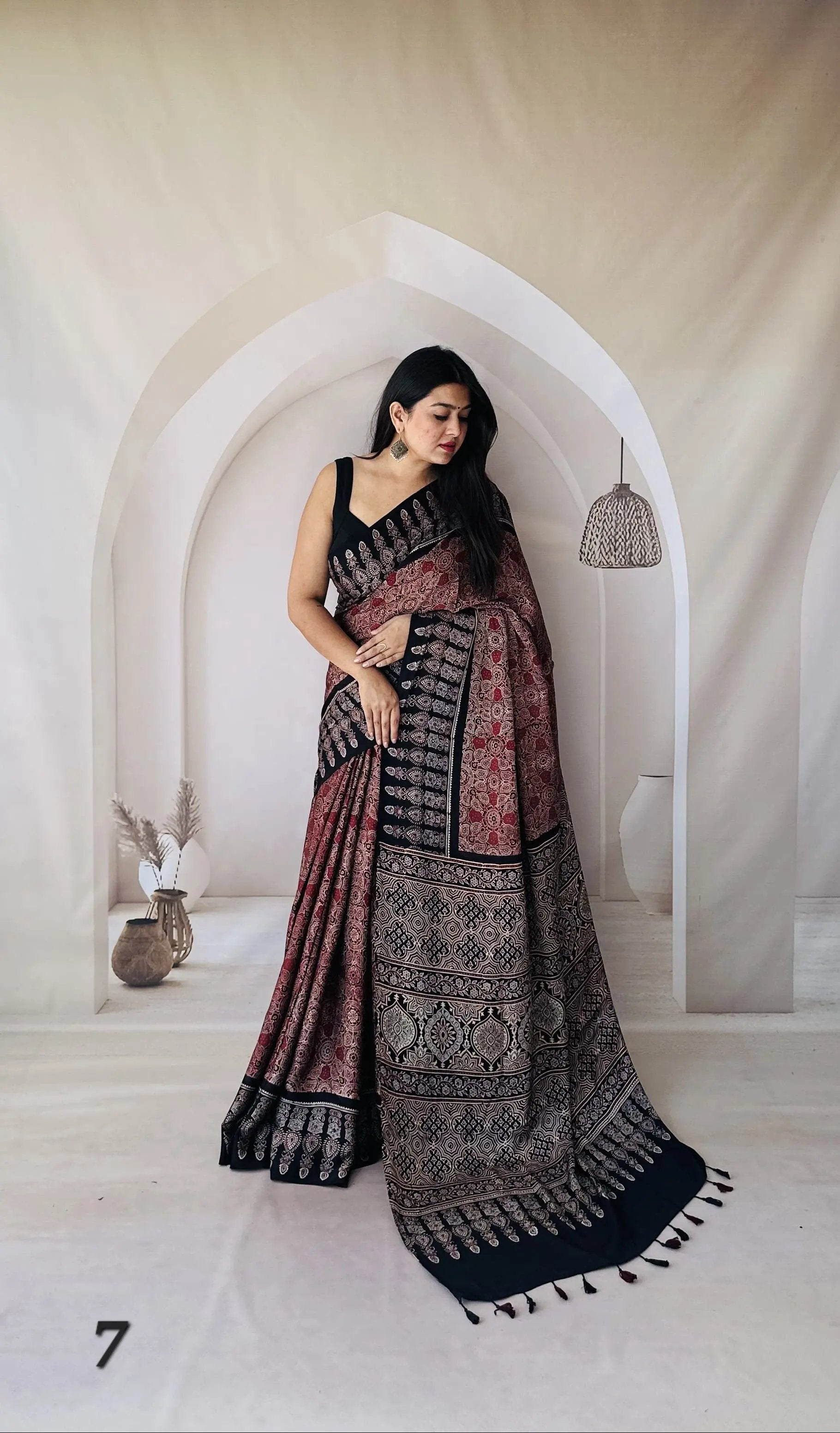 Ajarakh Double Shade Designer Gaji Silk Saree RAKHIYO