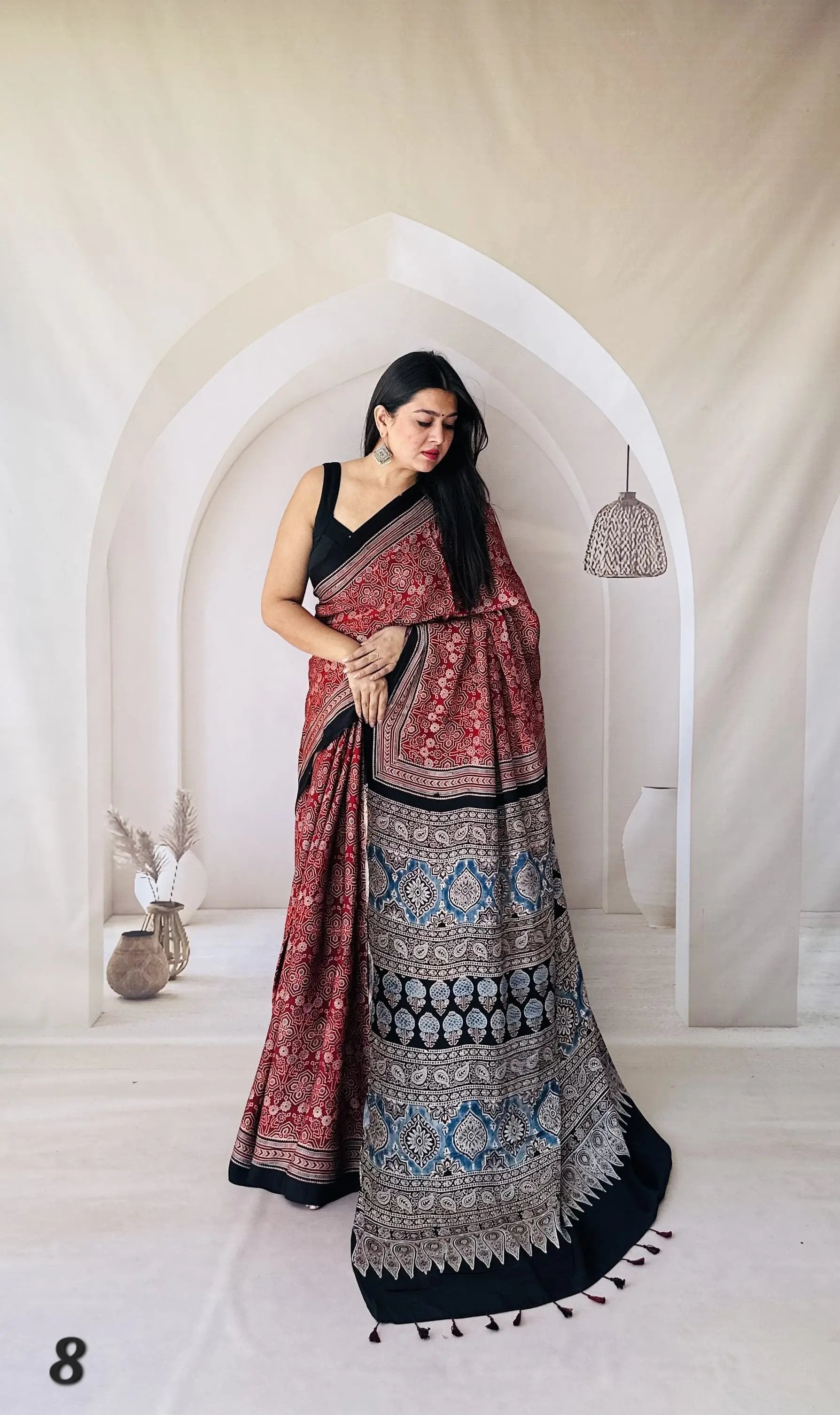 Ajarakh Double Shade Designer Gaji Silk Saree RAKHIYO