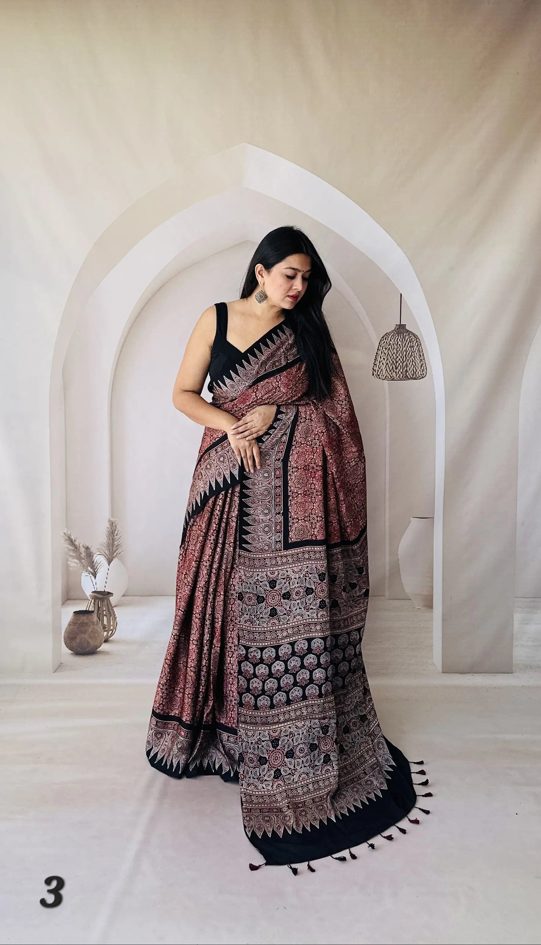 Ajarakh Double Shade Designer Gaji Silk Saree RAKHIYO