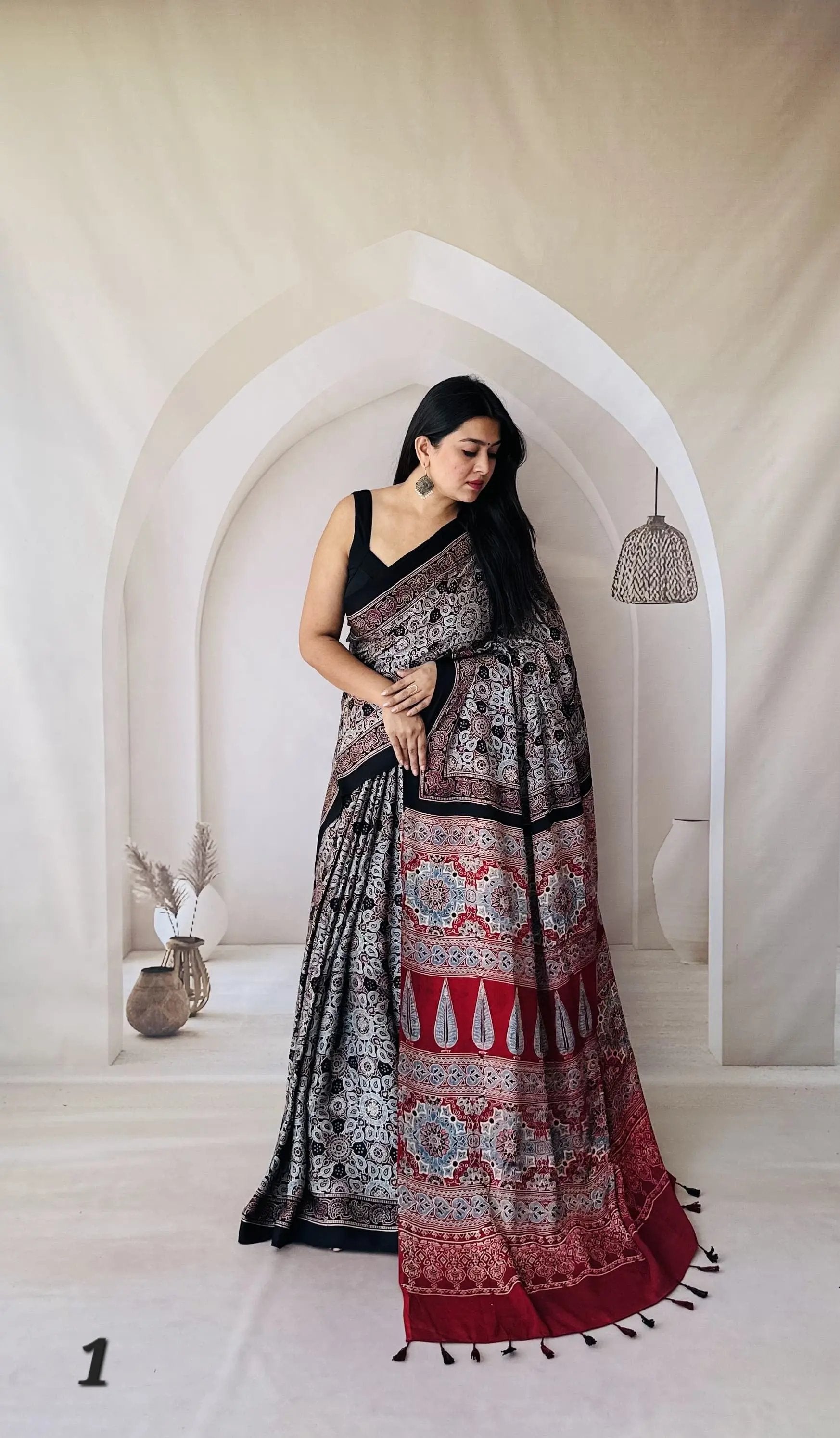 Ajarakh Double Shade Designer Gaji Silk Saree RAKHIYO