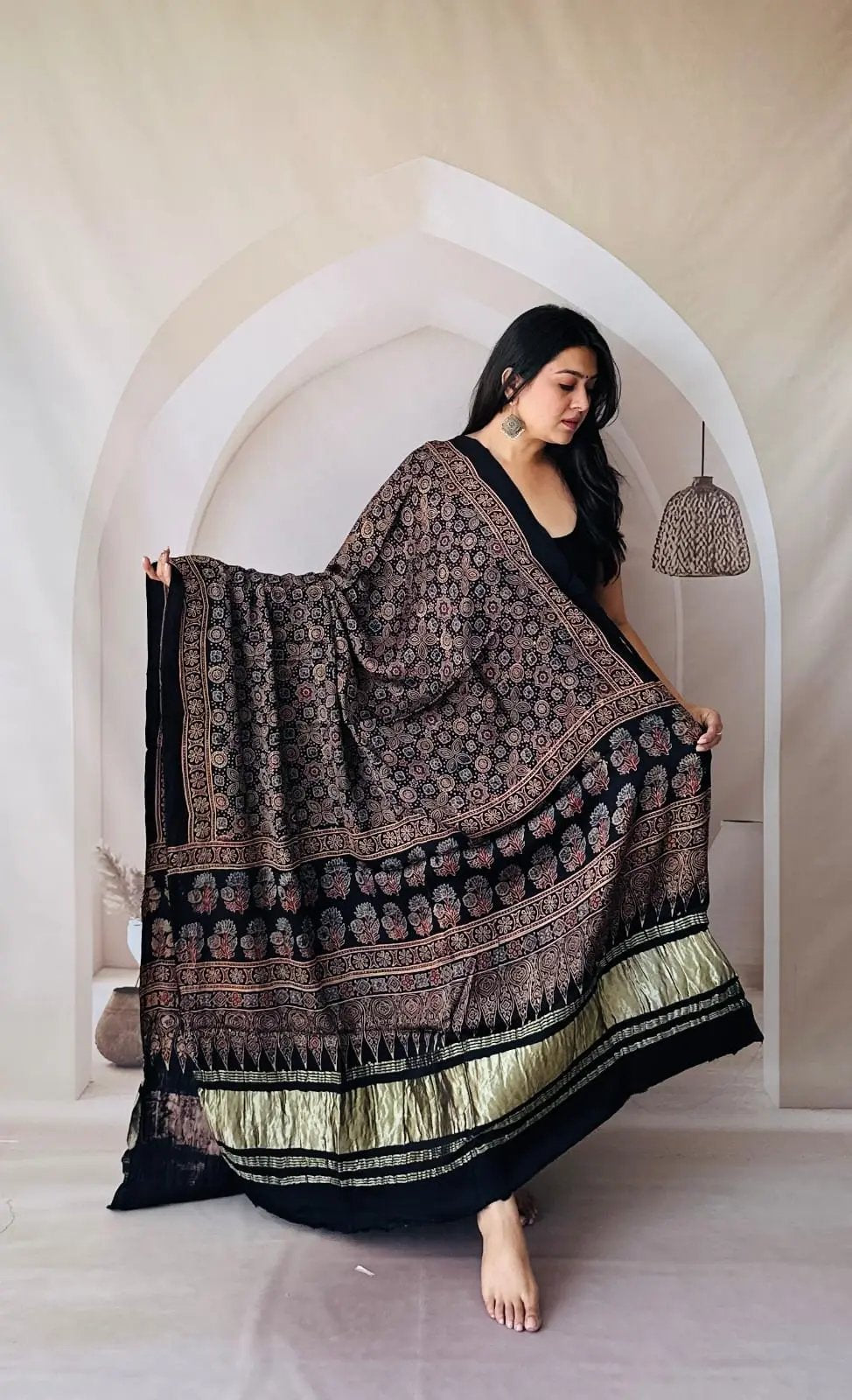 Black Ajarakh Modal Tissue Dupatta RAKHIYO