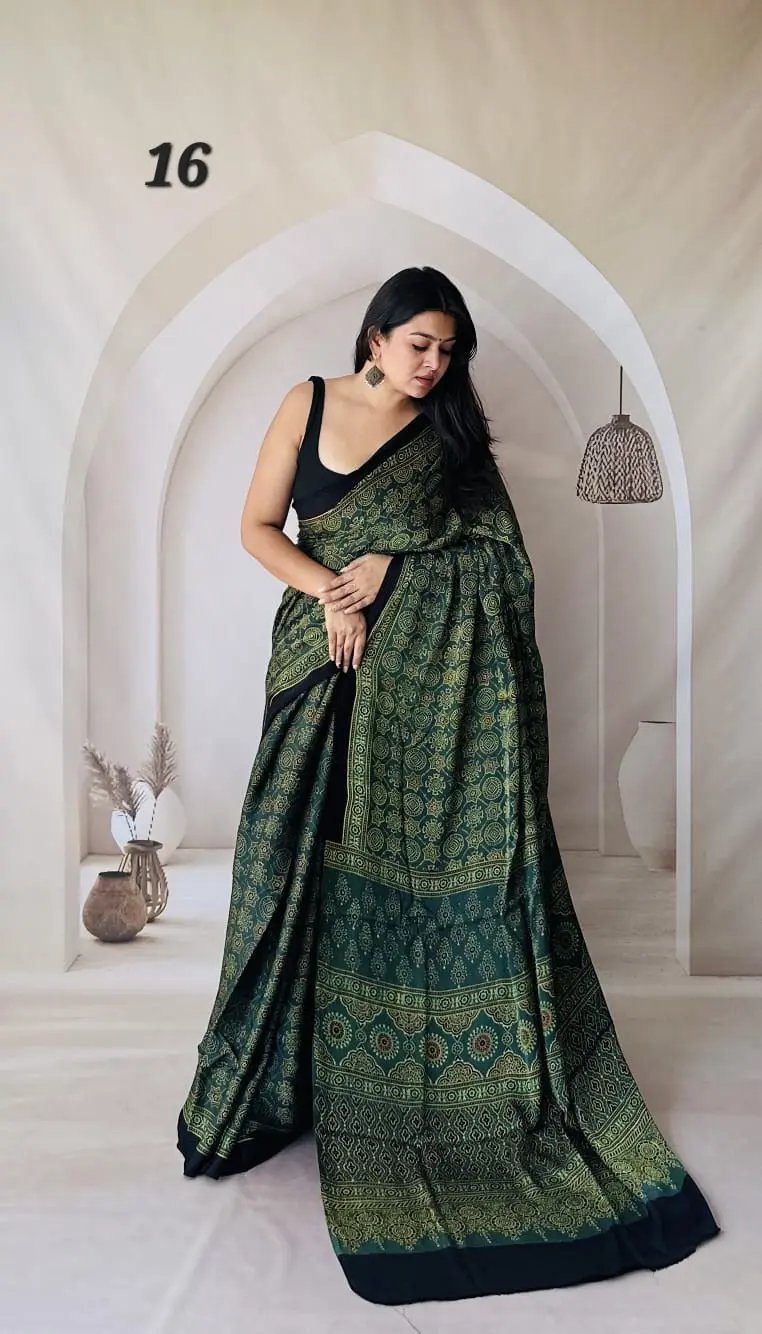 Ajarakh Natural Dyed Modal Saree RAKHIYO