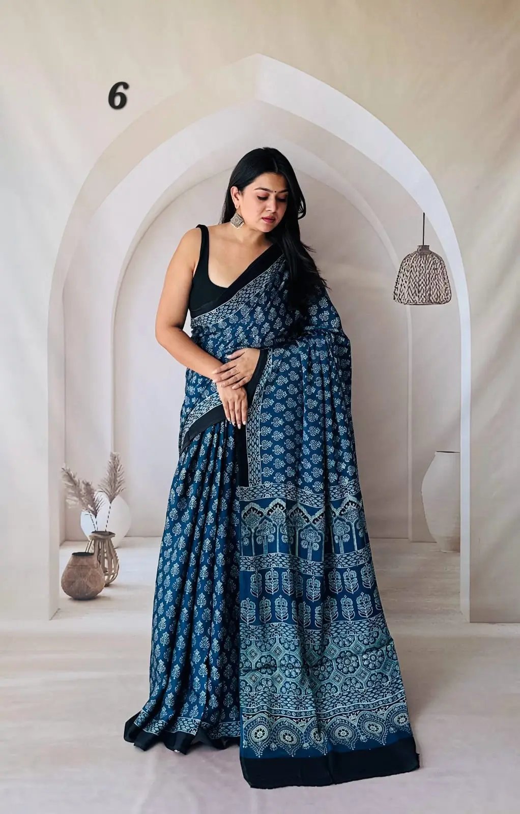 Ajarakh Natural Dyed Modal Saree RAKHIYO