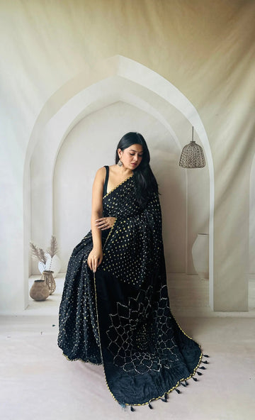 Black Bandhej Spider Modal Silk Saree RAKHIYO