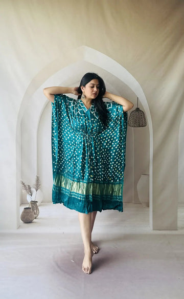 Bandhani Modal Silk kaftaan RAKHIYO