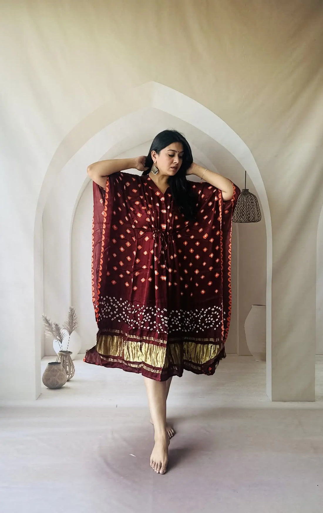 Bandhani Modal Silk kaftaan RAKHIYO