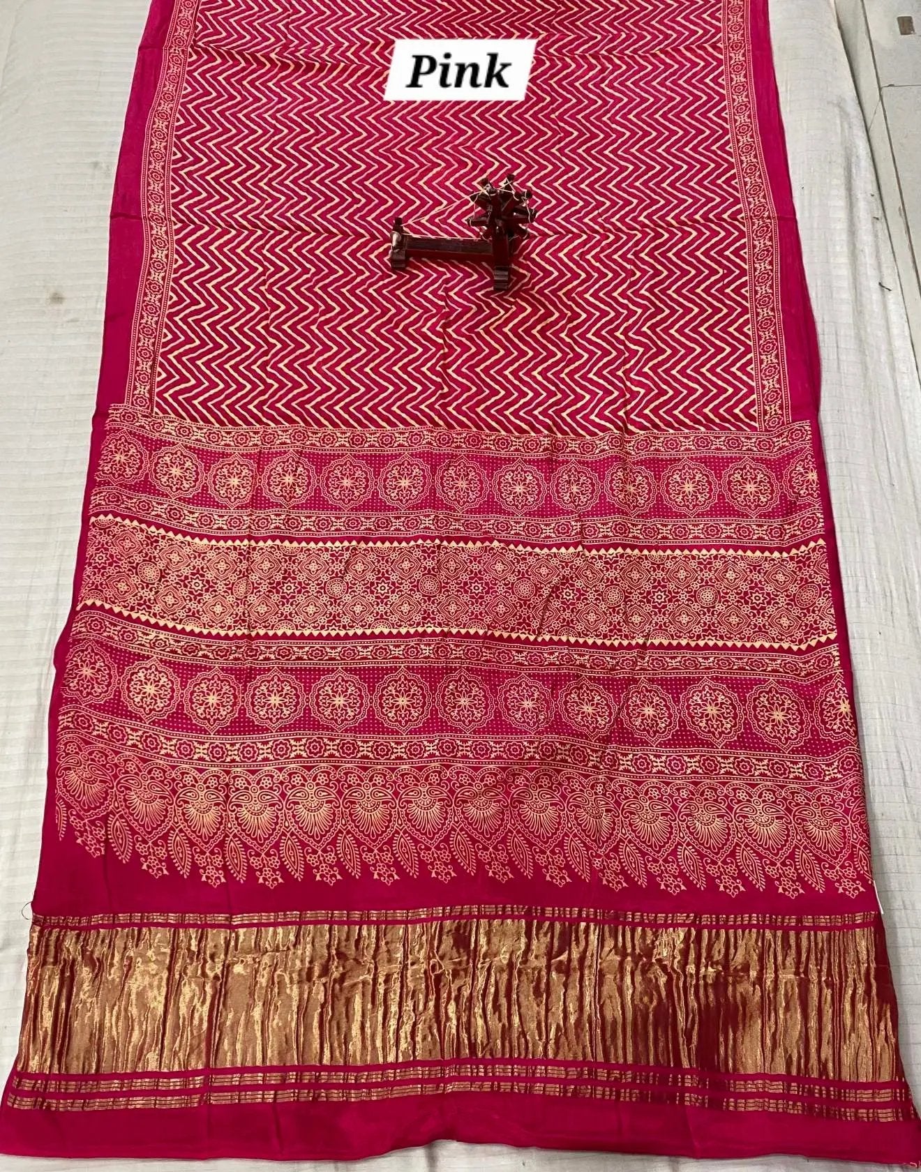 Laheriya Ajarakh Tissue Modal Silk Saree RAKHIYO
