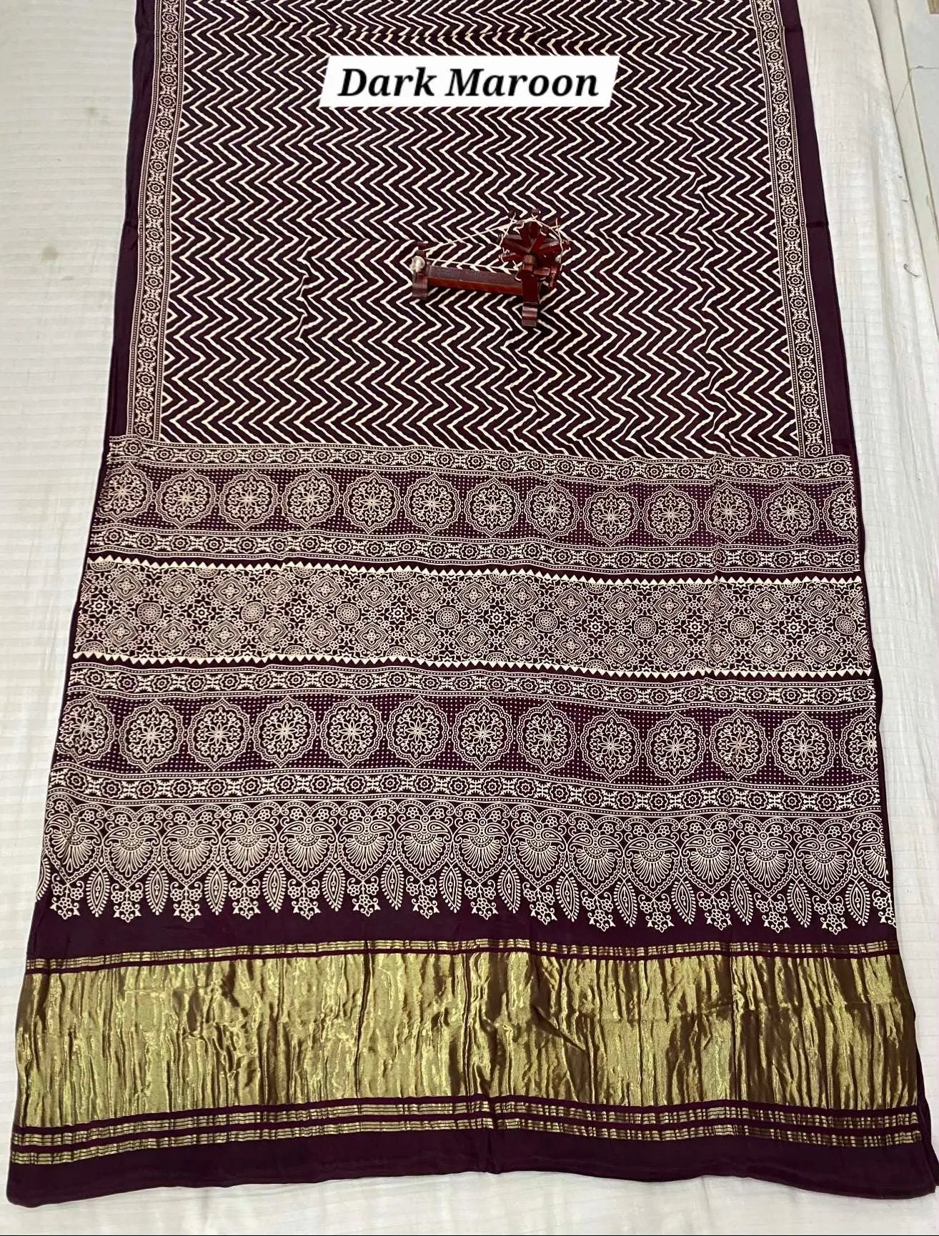 Laheriya Ajarakh Tissue Modal Silk Saree RAKHIYO