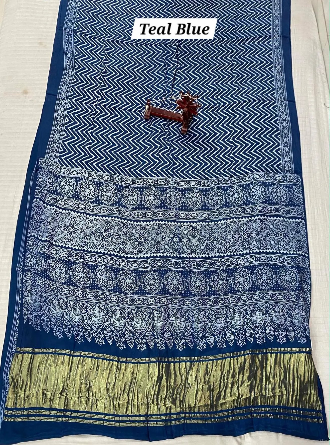 Laheriya Ajarakh Tissue Modal Silk Saree RAKHIYO