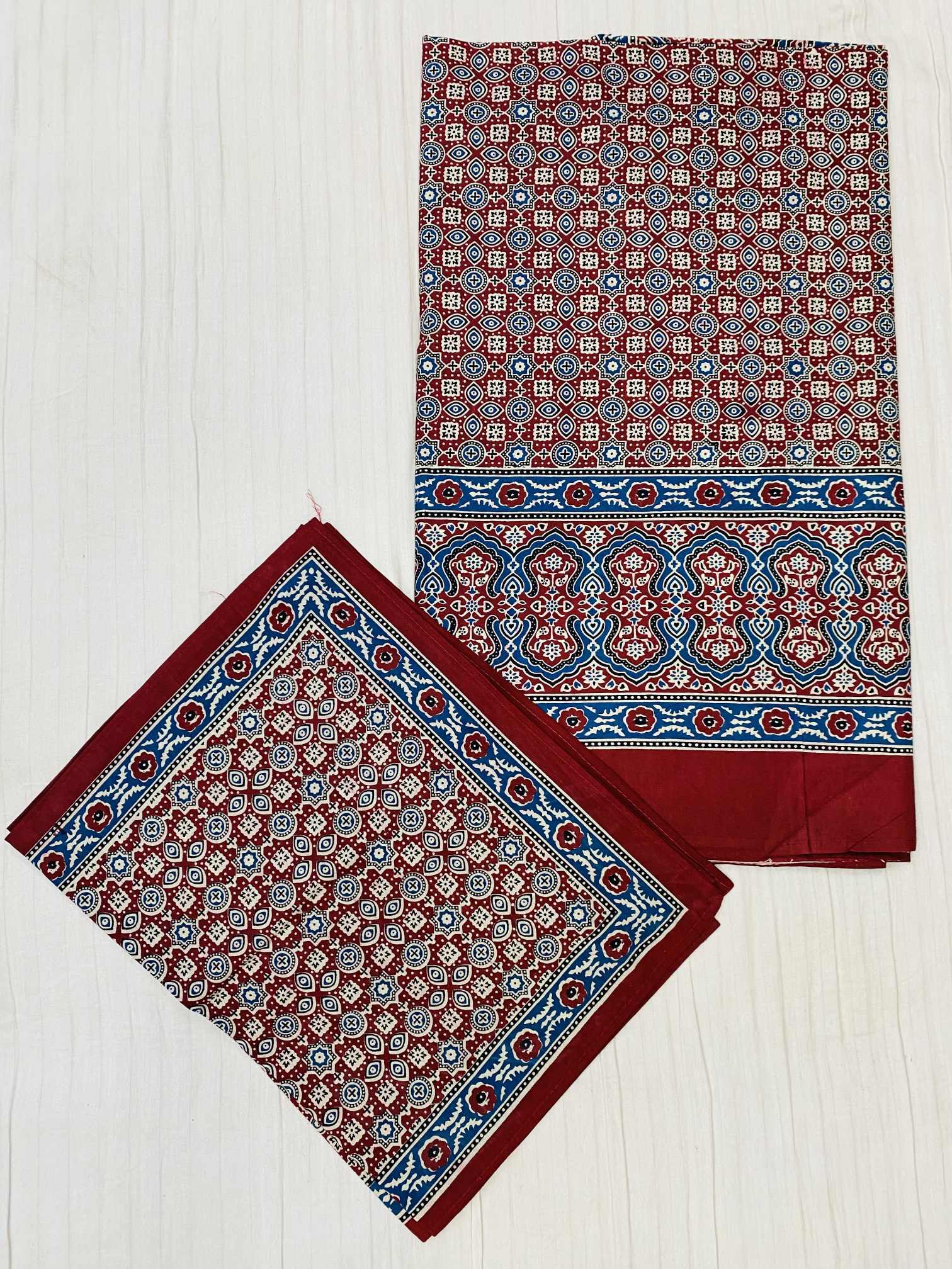 Maroon Ajarakh Print Double-Bedsheet RAKHIYO
