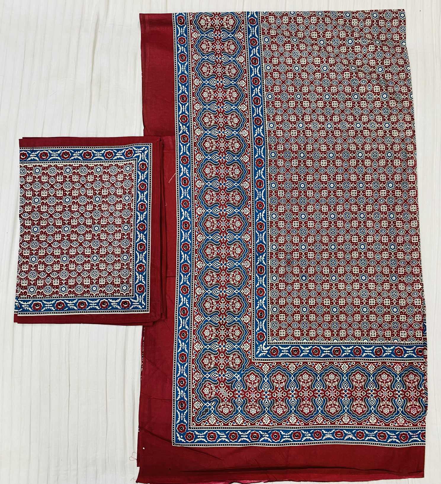 Maroon Ajarakh Print Double-Bedsheet RAKHIYO