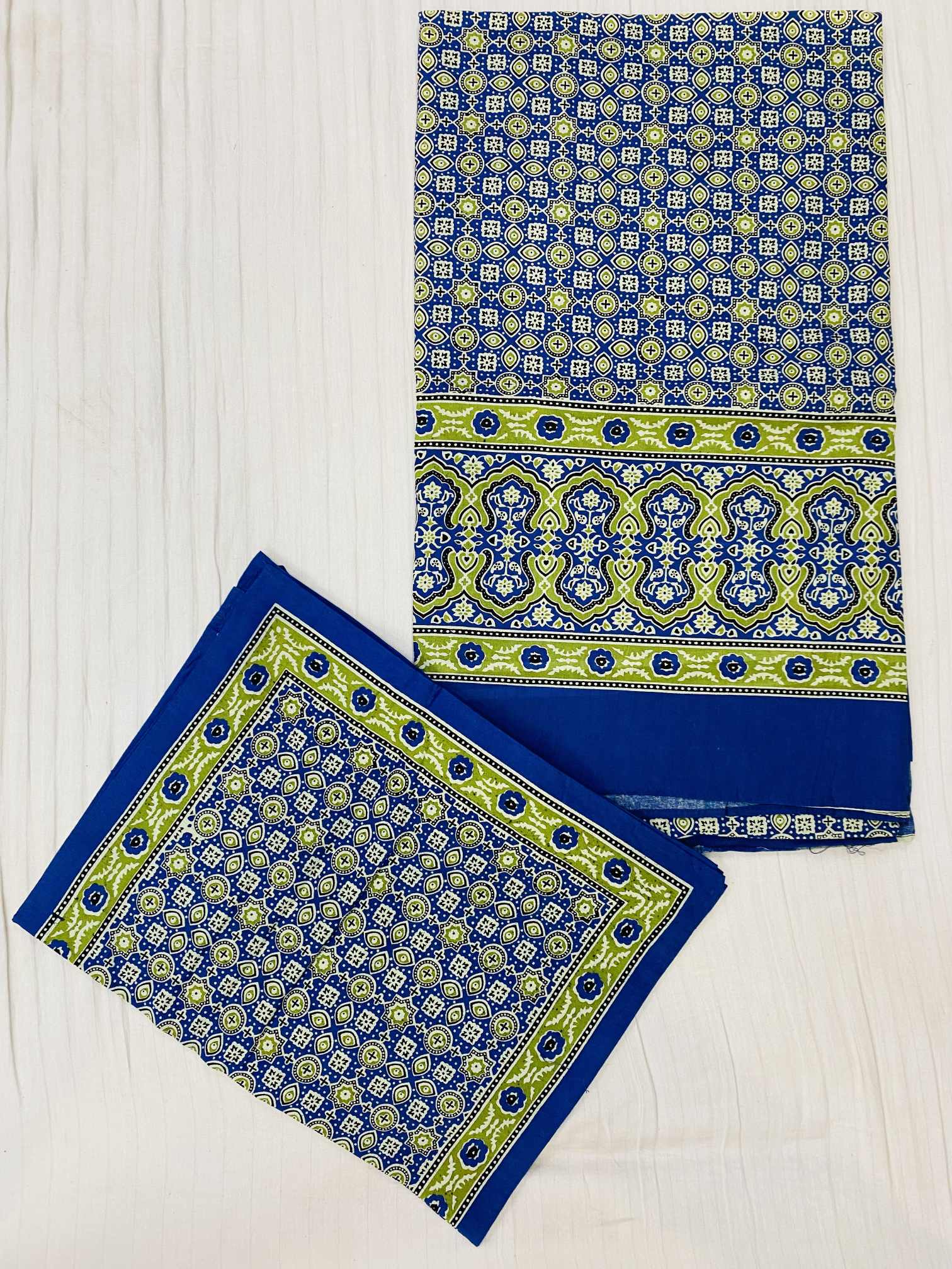 Indigo Ajarakh Print Double-Bedsheet RAKHIYO