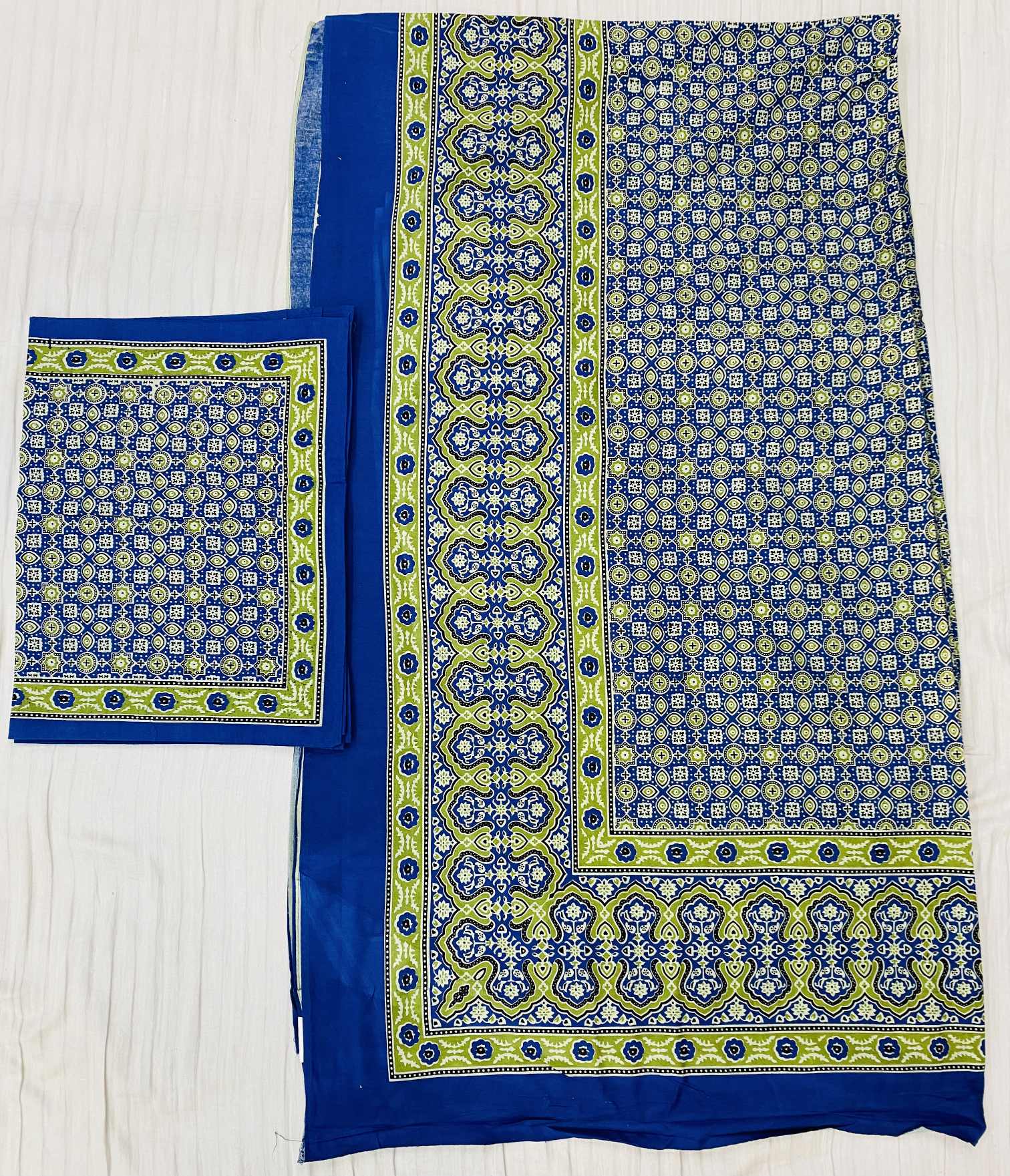 Indigo Ajarakh Print Double-Bedsheet RAKHIYO