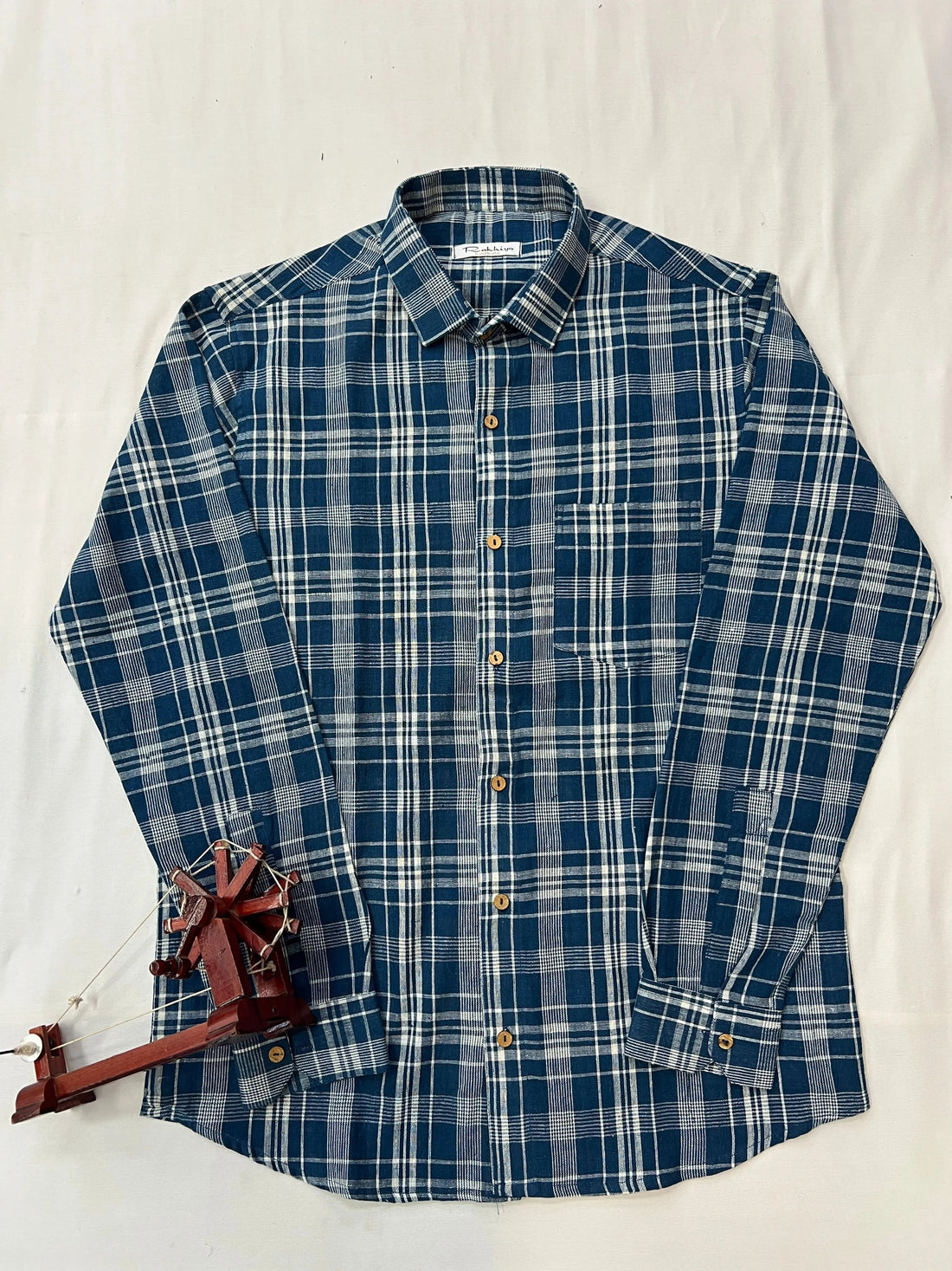 Kala Cotton Indigo Checks Full Sleeves Shirt RAKHIYO