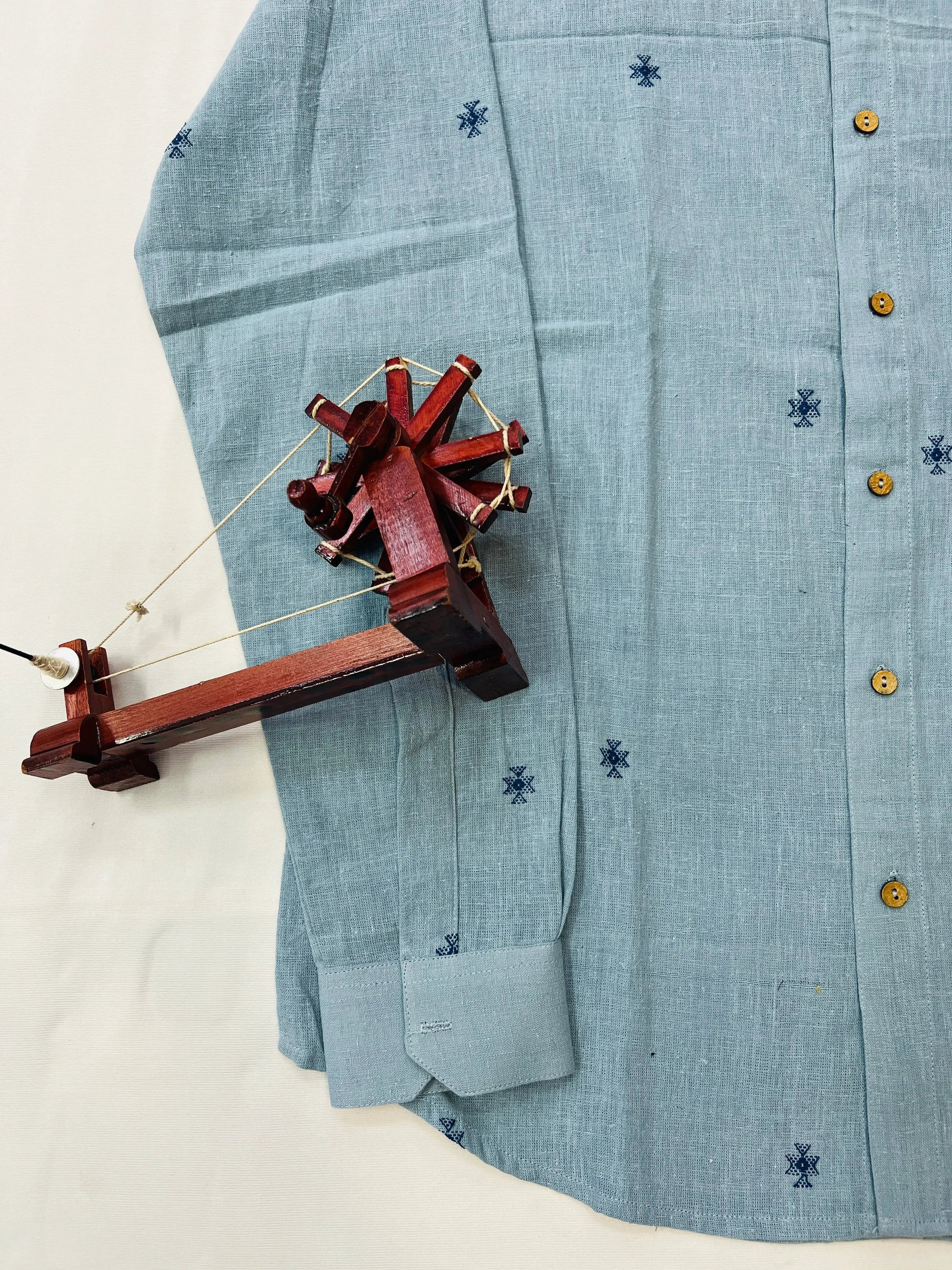 Indigo Blue Buti Kala Cotton Full Sleeve Shirt RAKHIYO