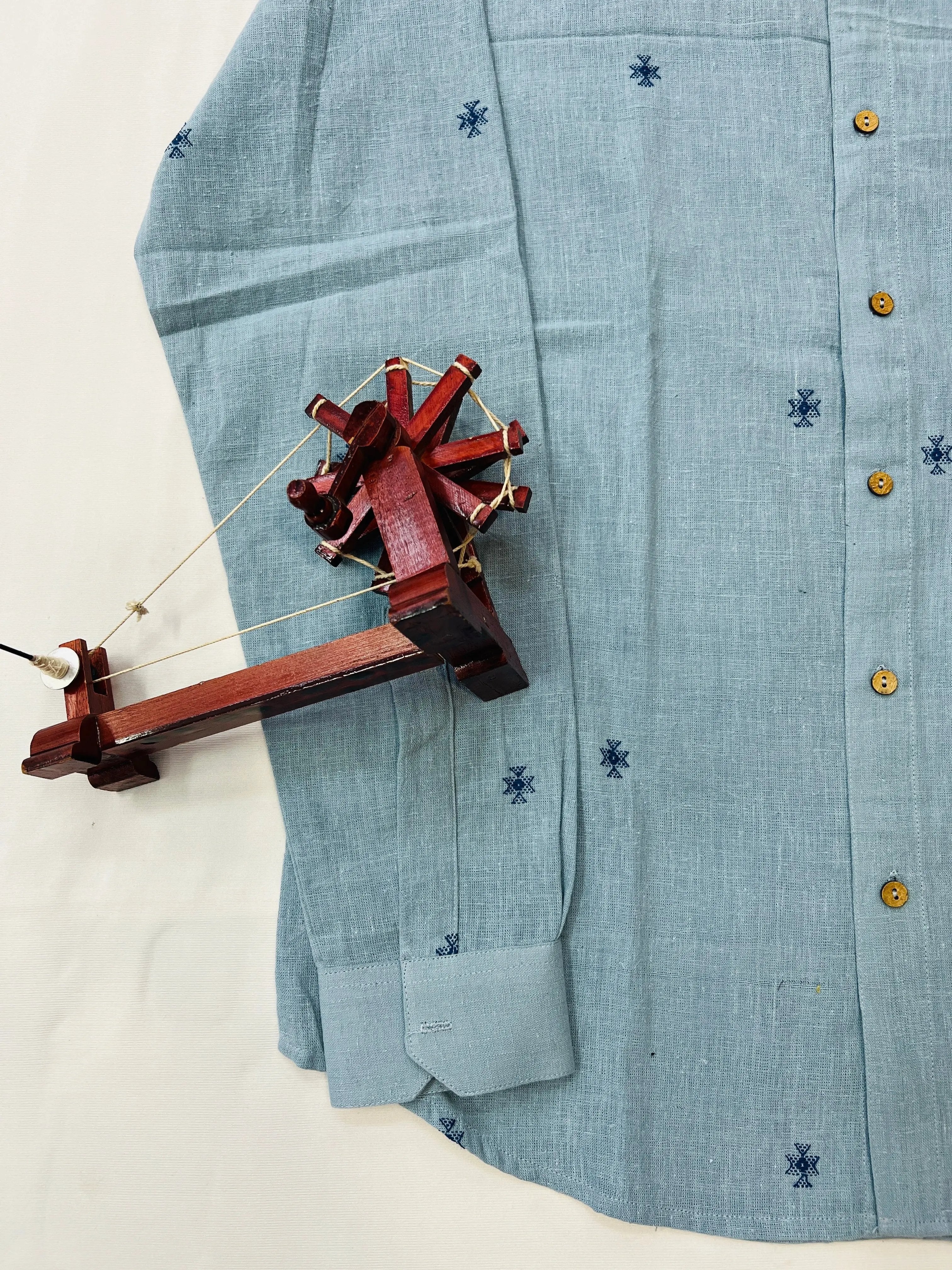 Indigo Blue Buti Kala Cotton Full Sleeve Shirt RAKHIYO