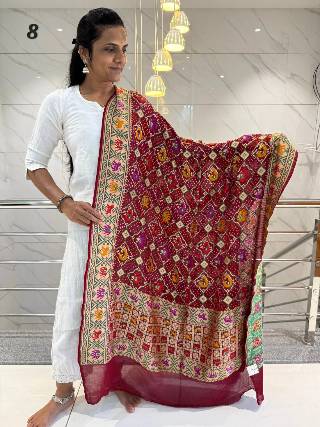 Minakari Banarasi-Bandhani Pure Crepe Dupatta RAKHIYO