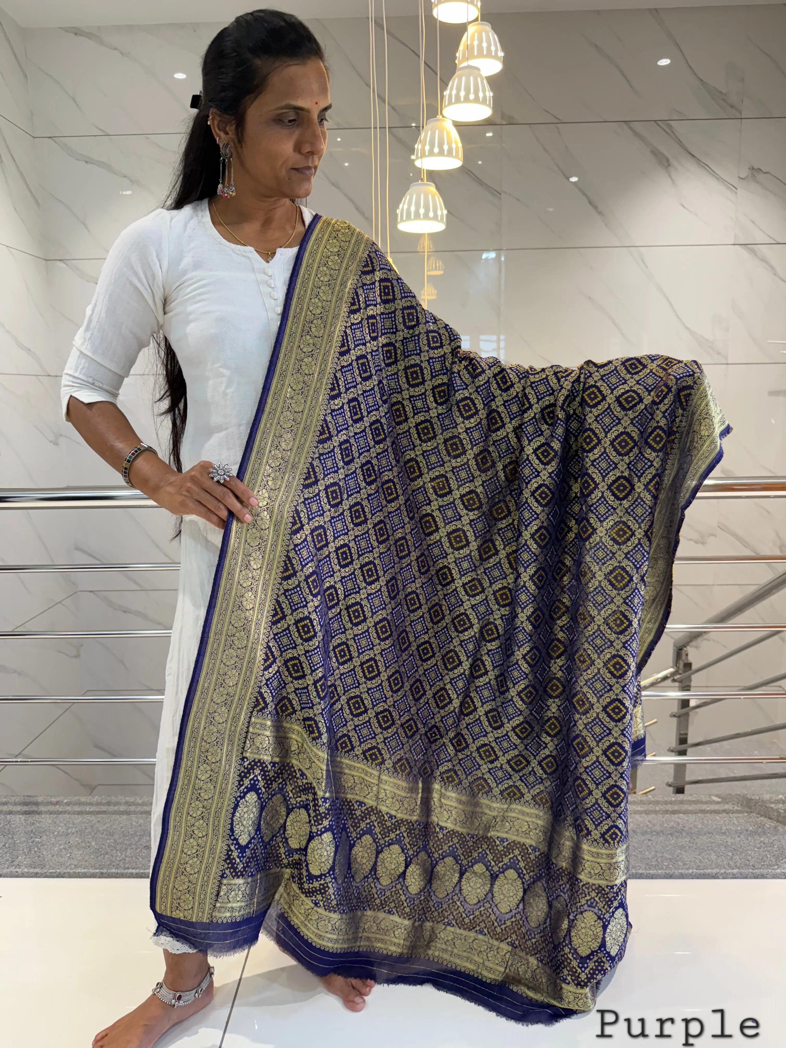 Purple Banarasi-Bandhani Georgett Dupatta RAKHIYO
