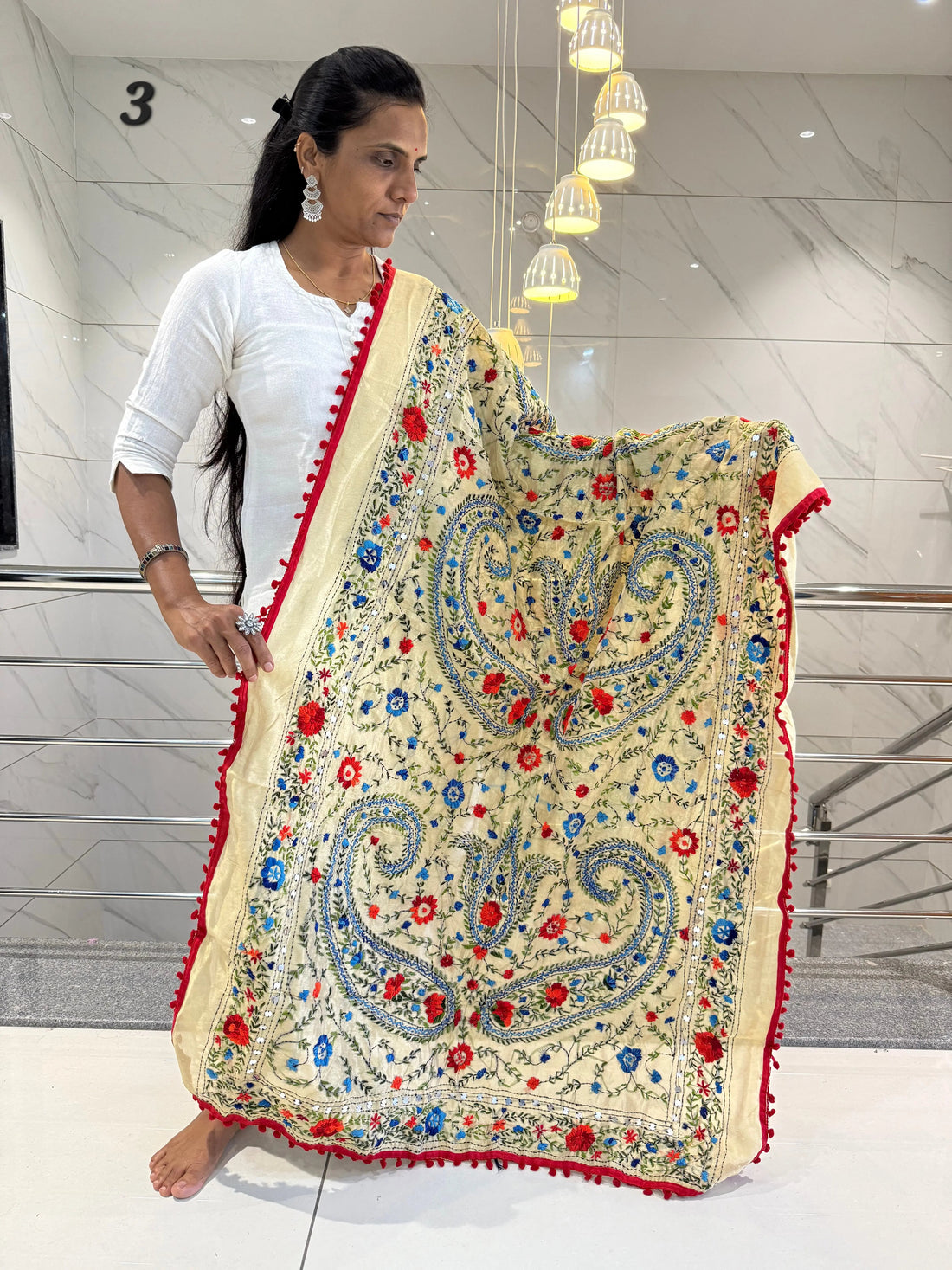 Fulkari Embroidered Chanderi Dupatta RAKHIYO