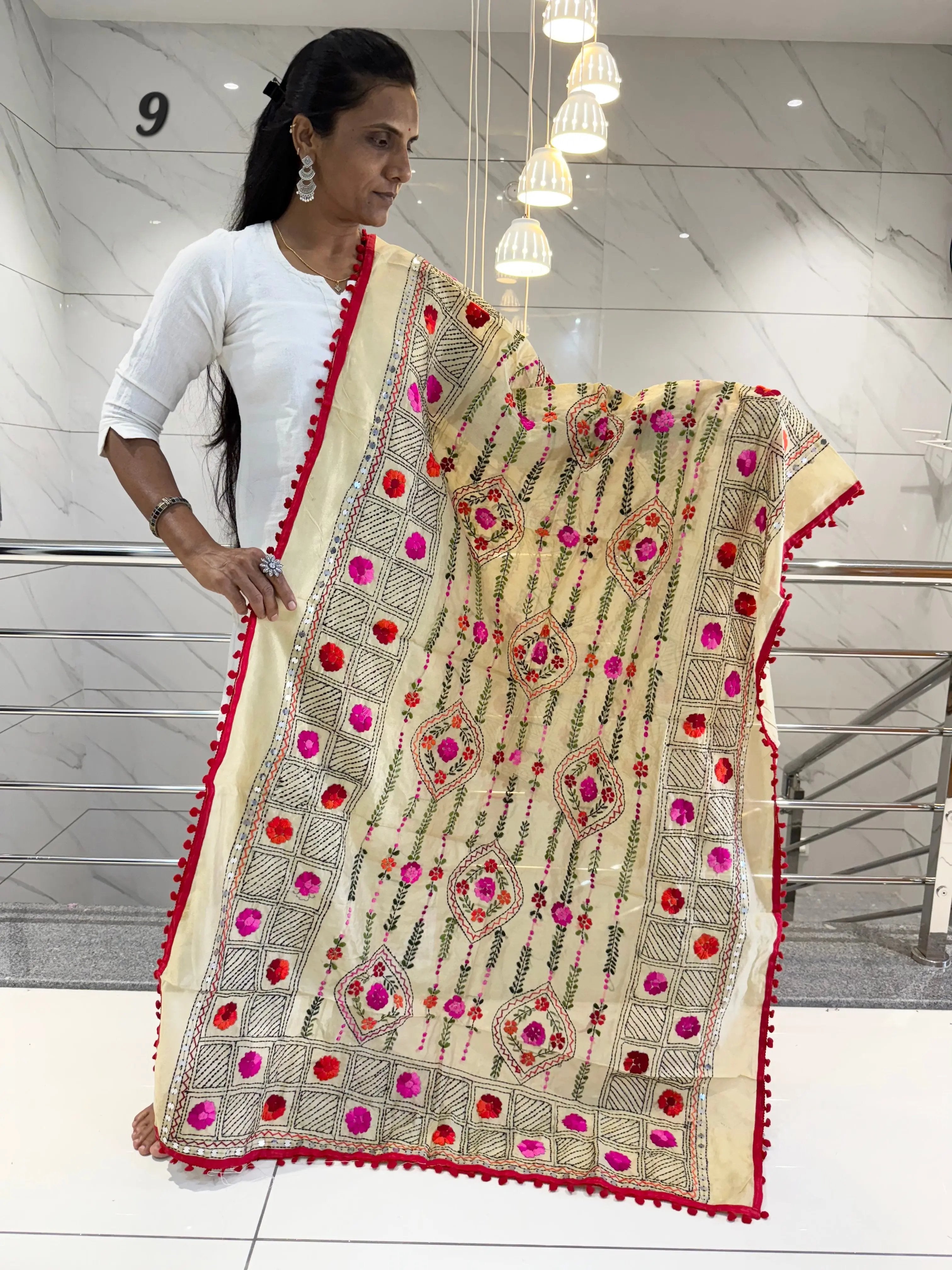 Fulkari Embroidered Chanderi Dupatta RAKHIYO