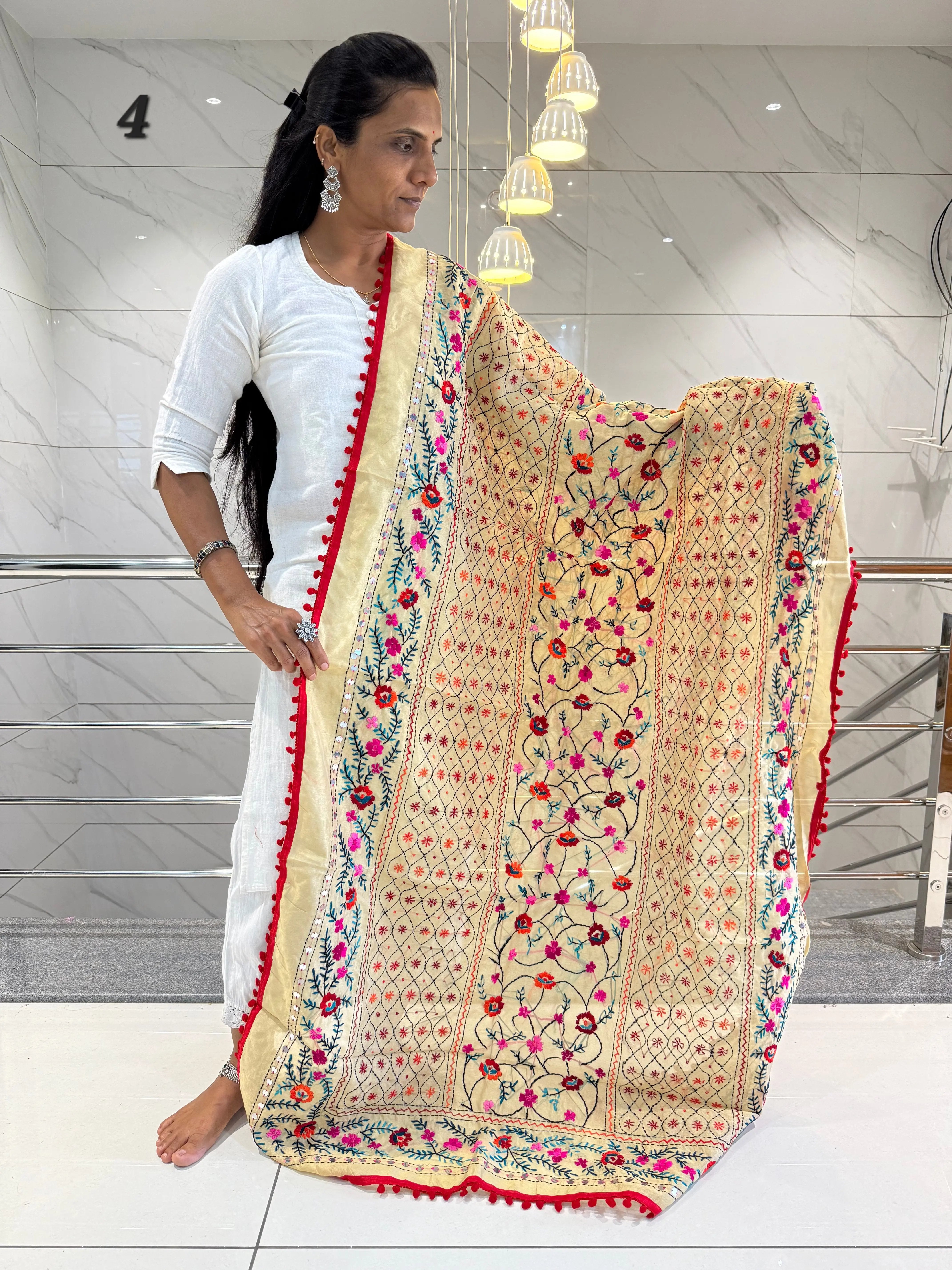 Fulkari Embroidered Chanderi Dupatta RAKHIYO