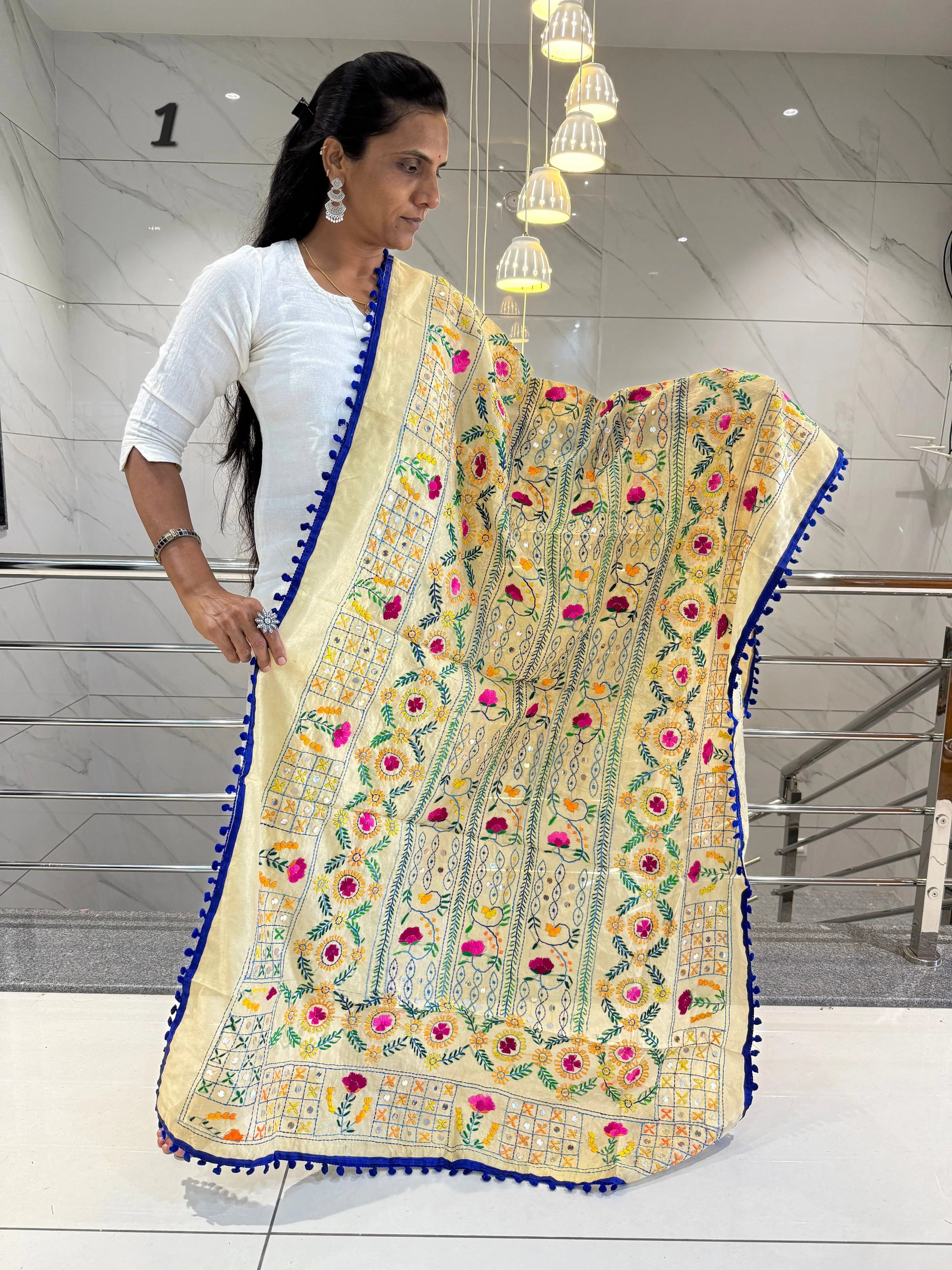Fulkari Embroidered Chanderi Dupatta RAKHIYO