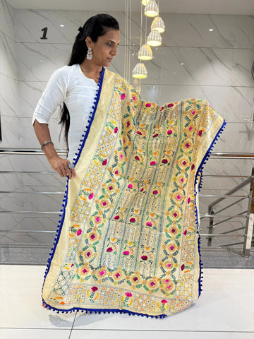 Fulkari Embroidered Chanderi Dupatta RAKHIYO