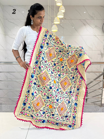 Fulkari Embroidered Chanderi Dupatta RAKHIYO